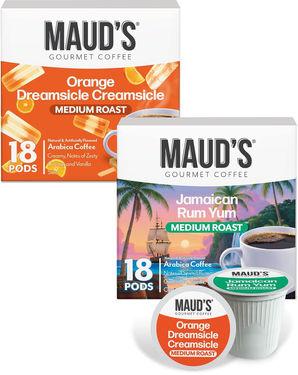 Maud's Family Pack Coffee Pods Variety Pack, 136ct, 12 Assorted Flavors | Medium Roast Flavored Coffee in Single Serve Pods – 100% Arabica Coffee, Compatible with Keurig Coffee Makers