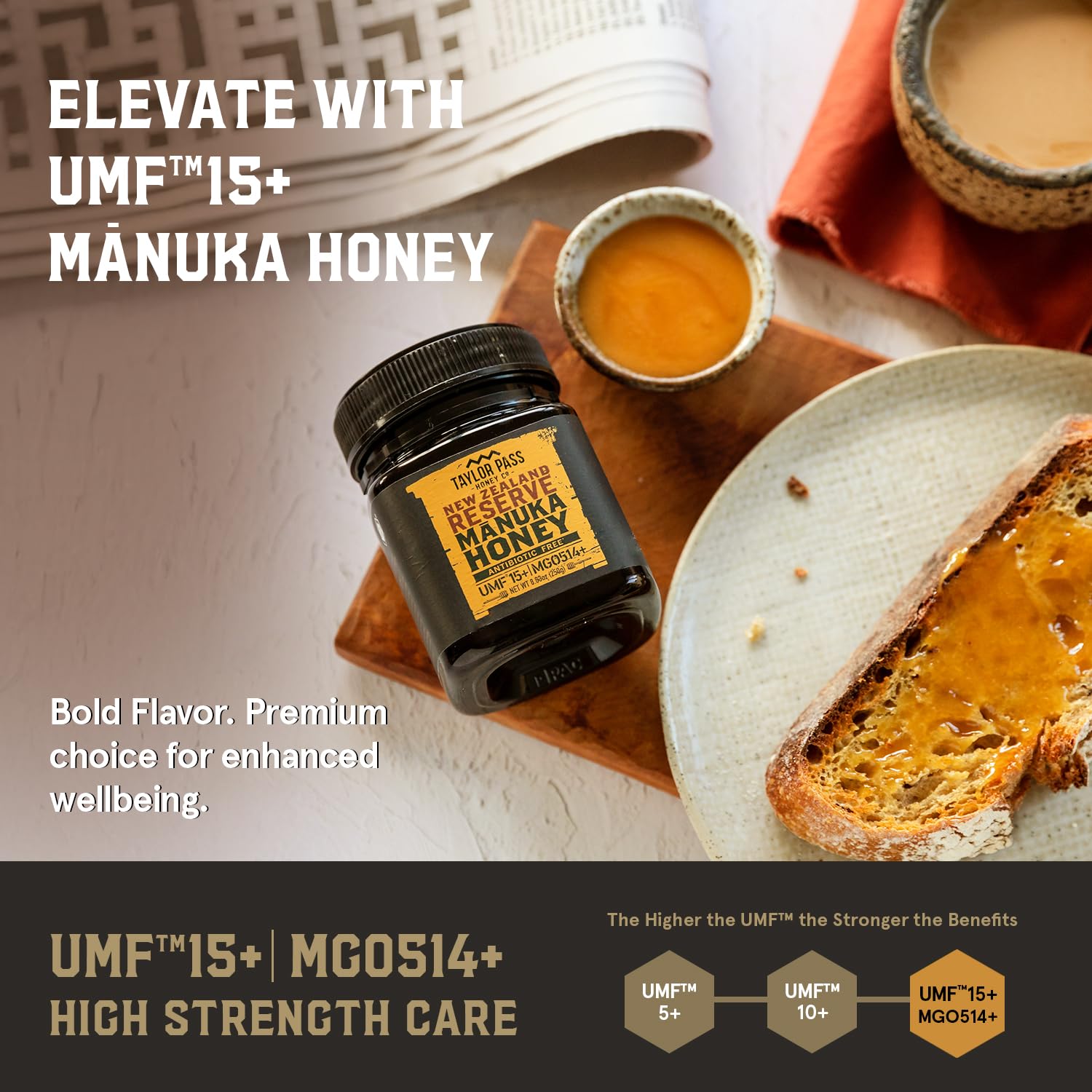 Taylor Pass Honey Co Manuka Honey UMF 15+ MGO 514+ | Monofloral New Zealand Honey | Premium, Sustainable, Non-GMO, Halal