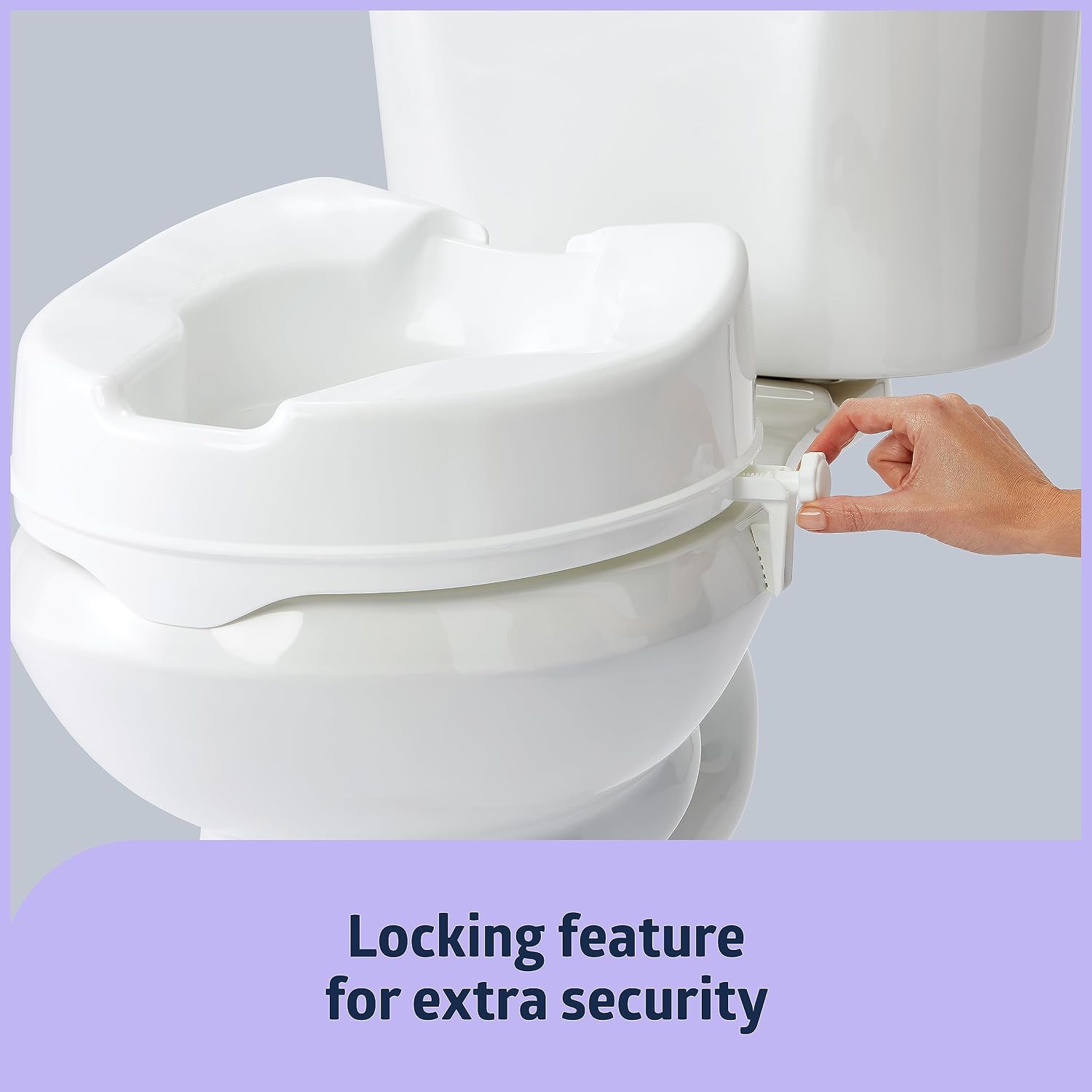 Medline Raised Toilet Seat with Secure Side Locks, 4" Elevation - 250 lbs. Capacity, for Seniors, Elderly