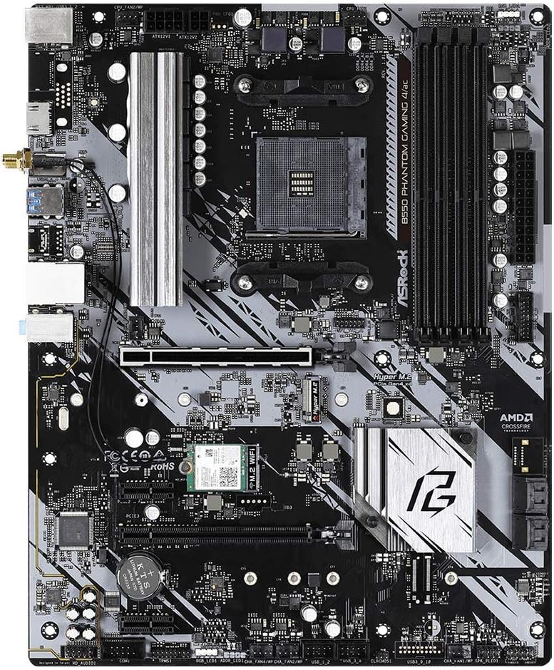 ASRock B550 Phantom Gaming 4 AC Supports 3rd Gen AMD AM4 Ryzen™ / Future AMD Ryzen™ Processors Motherboard