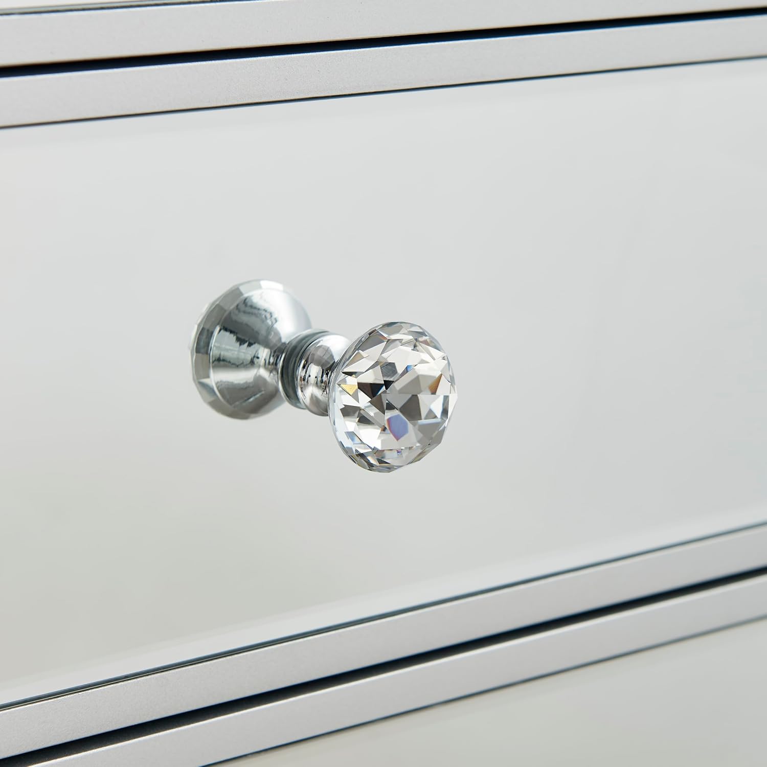 Furniturebox UK Venetian Mirrored Bedside Side Table Cabinet Modern 3 Drawer