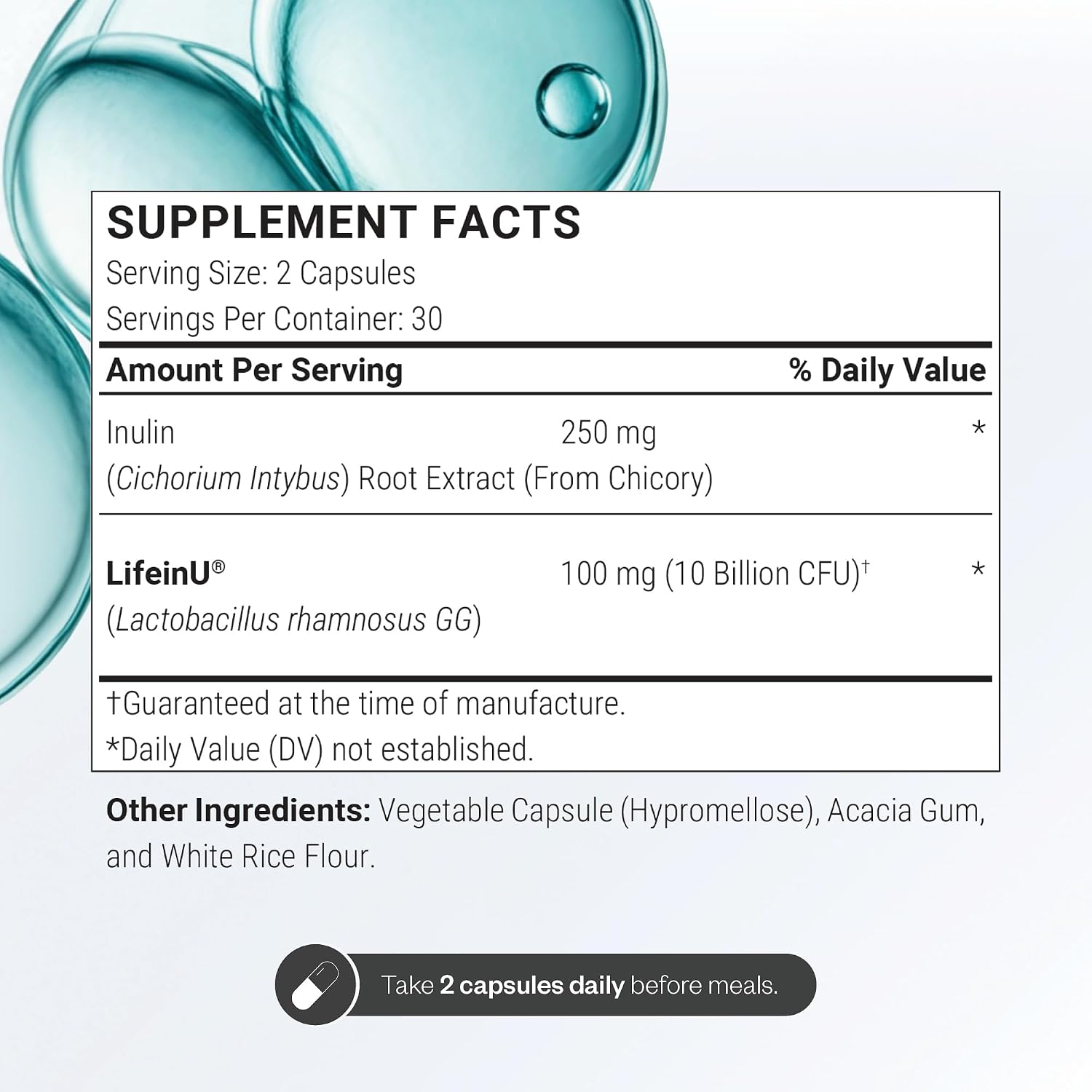 Supersmart Lactobacillus Rhamnosus GG 10 Billion CFU per Day (LGG Probiotic with Inulin) - L. Rhamnosus Supplement | Non-GMO & Gluten Free - 60 DR
