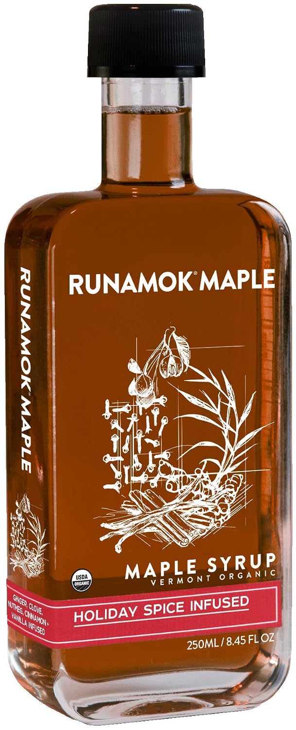 Runamok Maple Cinnamon-Vanilla Infused Maple Syrup - Authentic & Real Vermont Maple Syrup | Gluten Free & Natural Sweetener | Breakfast, Coffee, Pancakes Maple Syrup | 8.45 Fl Oz (250mL)