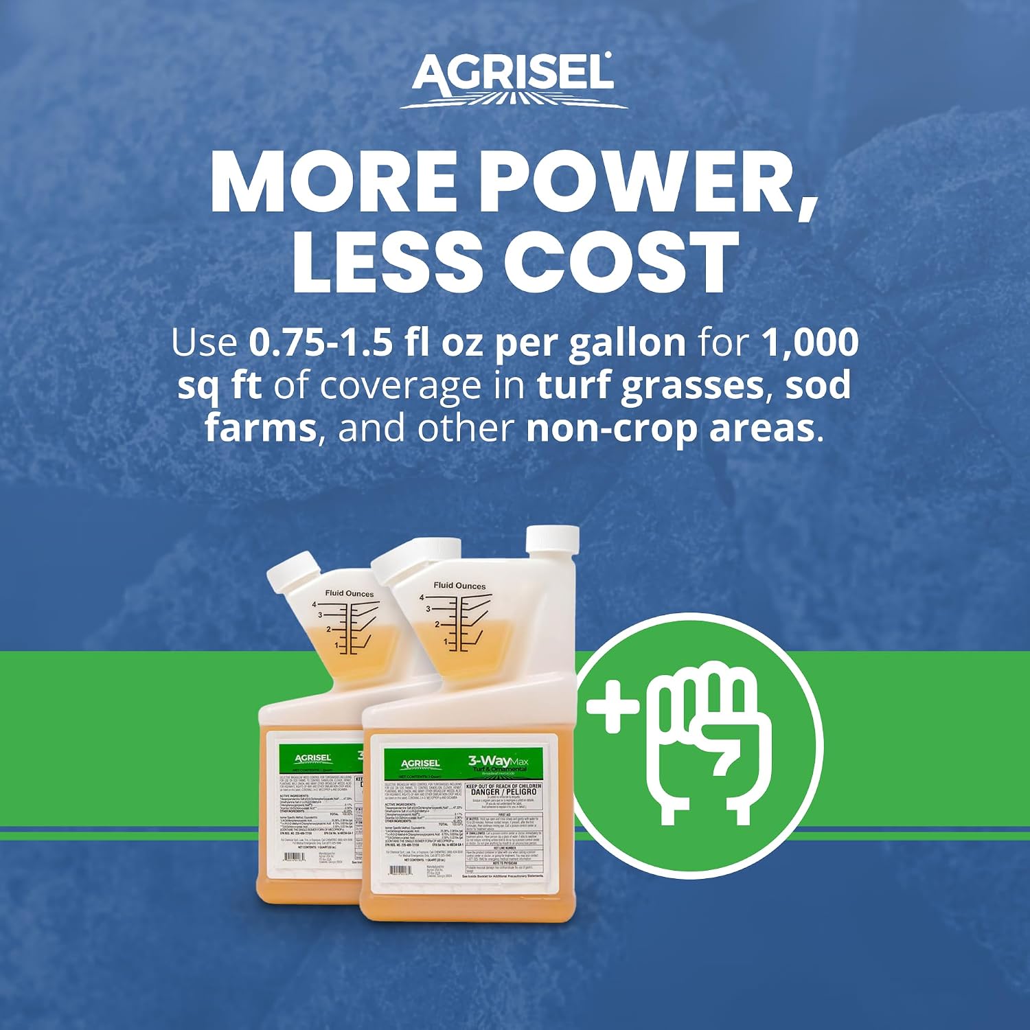 Agrisel 3 Way Max Weed Killer, Eliminate 50+ Weeds, Pet Safe, 128 Ounces | Safe on Grass, Weed Spray, Low Odor, Easy Mixing