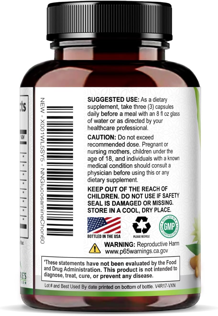 Glucosamine Chondroitin MSM 2100mg - Joint Support Supplement for Joint Mobility & Cartilage Support For Men and Women - Glucosamine Supplements with Turmeric & Boswellia, USA Bottled - 120 Capsules