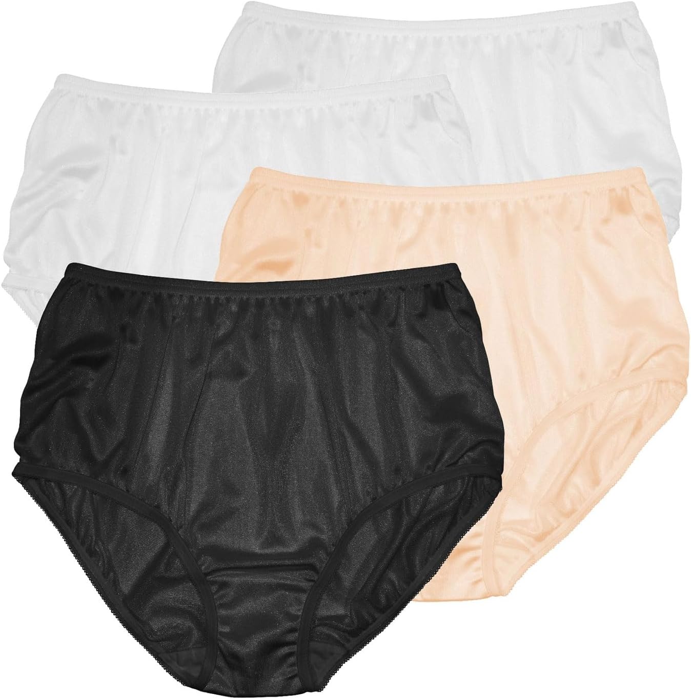 Teri Women's 331 Plain Jane Classic Nylon Silky-Smooth Lightweight Breathable Full Coverage Brief Panty - 4 Pack