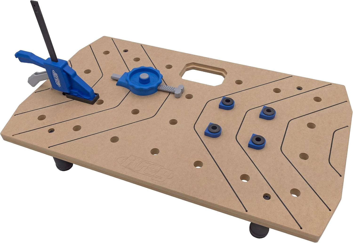 Kreg Portable Work Surface Bundle - Compact Portable Workbench - Ultra Flat Fiberboard Top - Dog Hole Clamping System - Mobile Workstation with