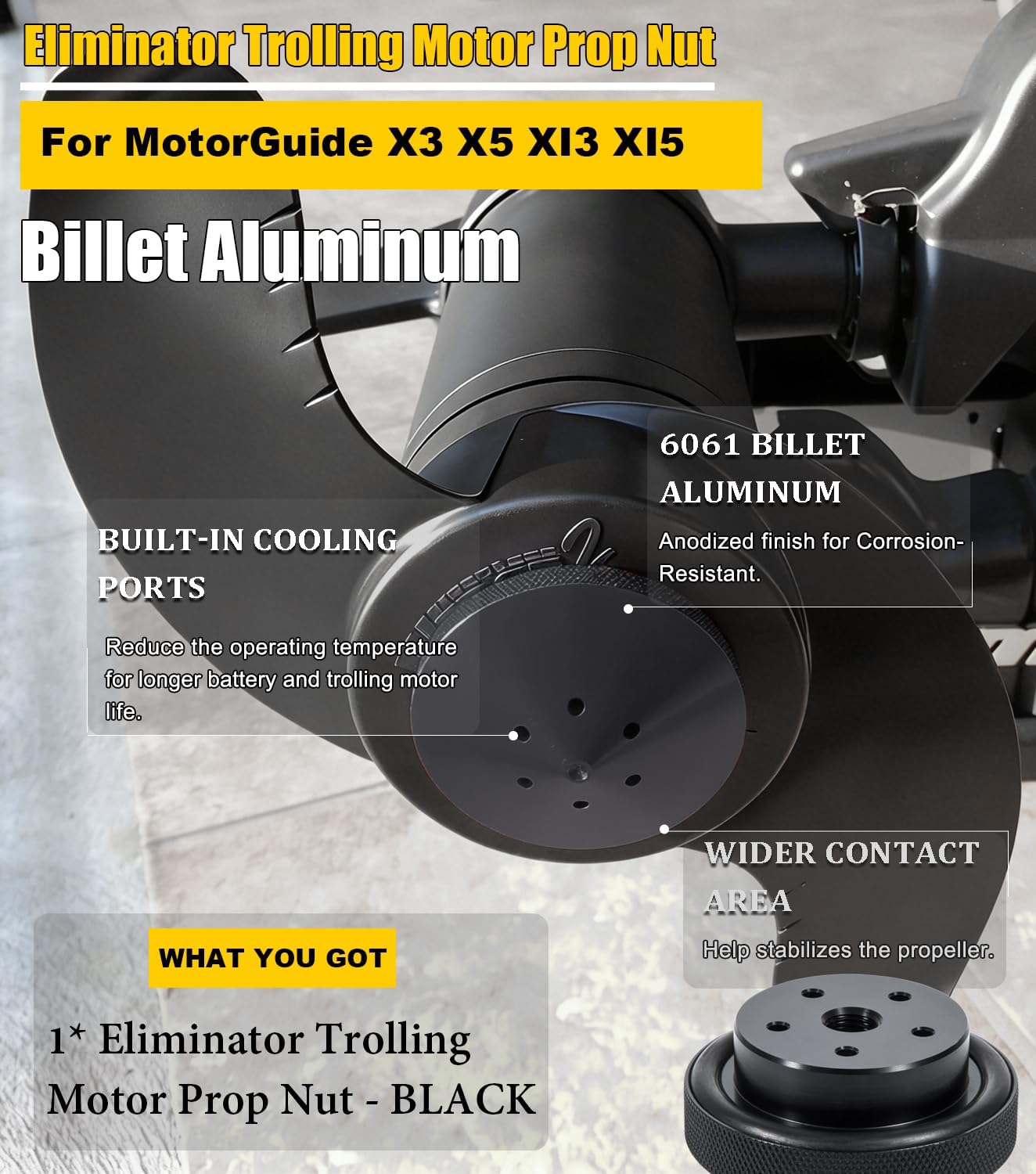 Eliminator Trolling Motor Prop Nut Custom Fit for MotorGuide X3 X5 XI3 XI5