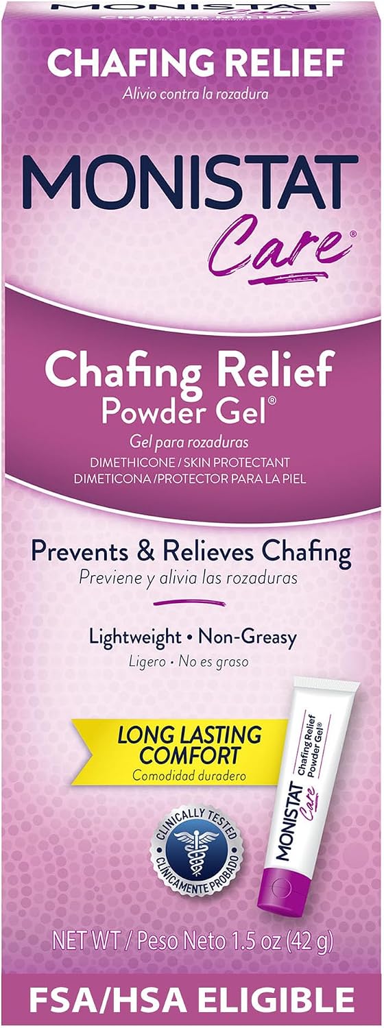 Monistat Chafing Relief Powder Gel, Long-Lasting Protection, 1.5 Oz | Protects Skin, Safe to Use Every Day, Anti-Chafing Protection for Bikini Area, Thighs & Bra Lines
