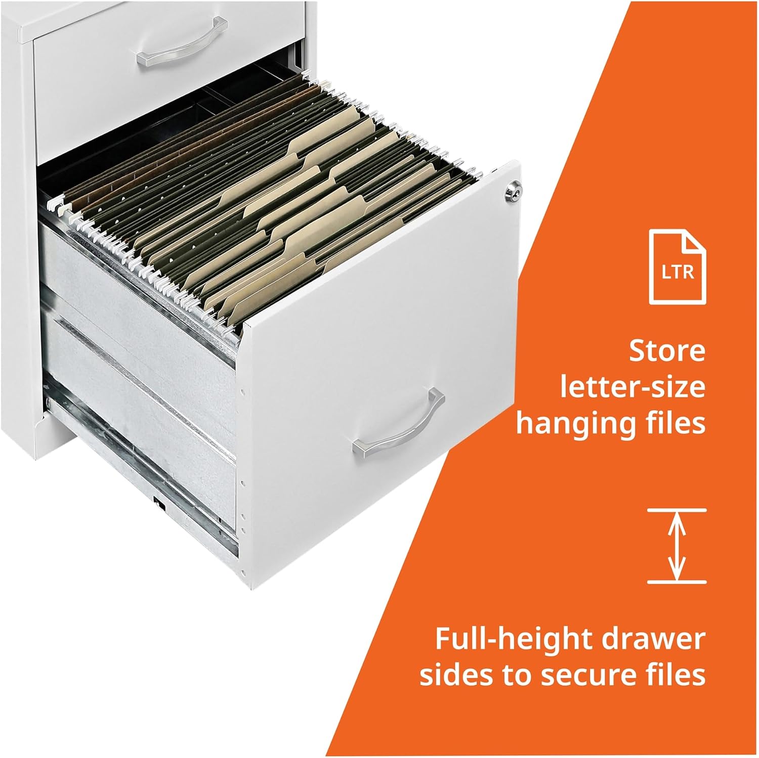 NuSparc 2 Drawer Locking Filing Cabinet | Pre-Assembled Steel Construction | Space-Saving Design is Perfect for Home and Small Office | Letter-Size | Assembled in North America