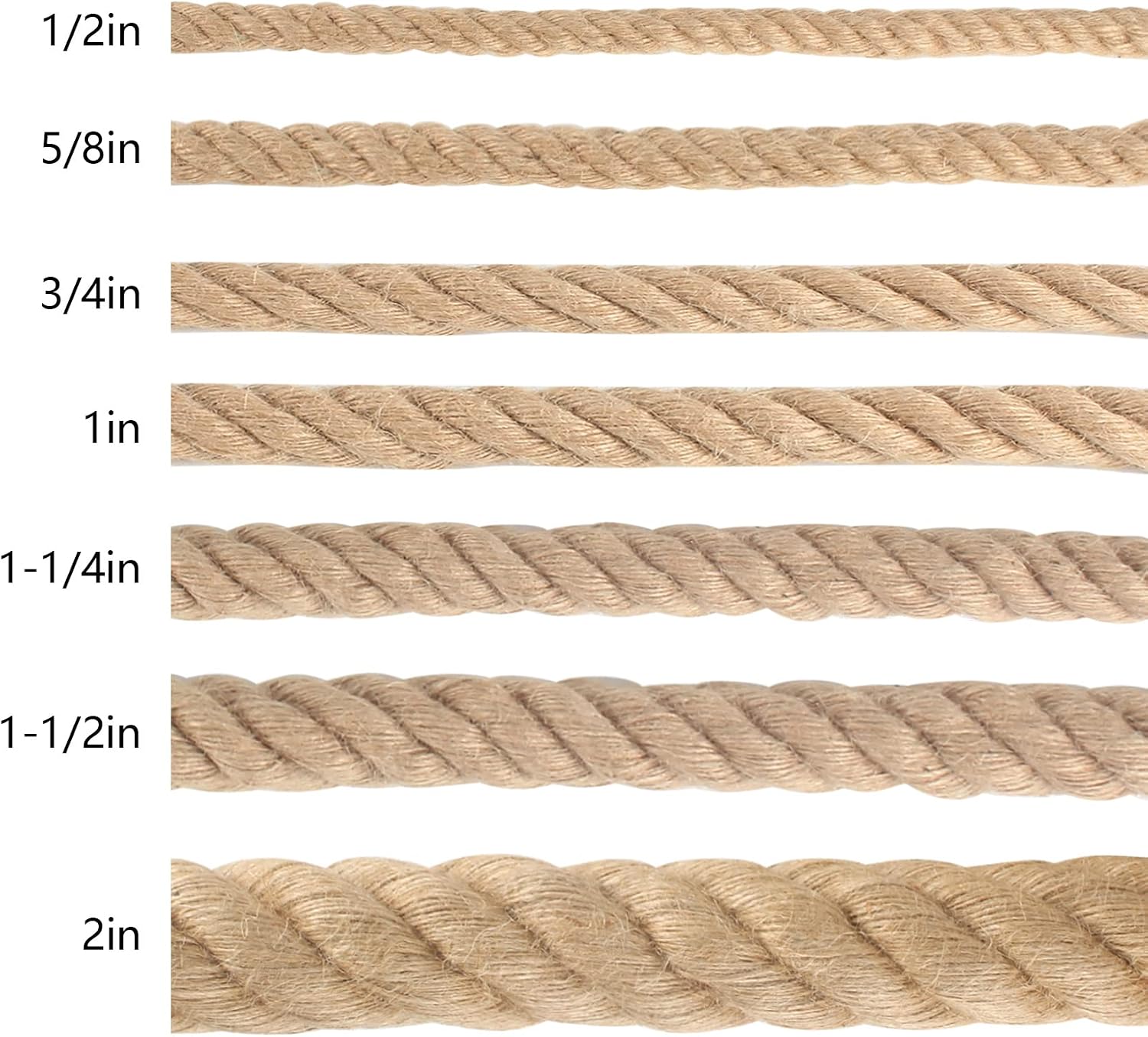 Jute Rope 1 in x 100 ft Thick Twisted Manila Ropes Natural Hemp Rope for Swing Bed, Railing, Crafts, Docks, Tug of War, Decorating, Nautical, Landscaping, Hammock