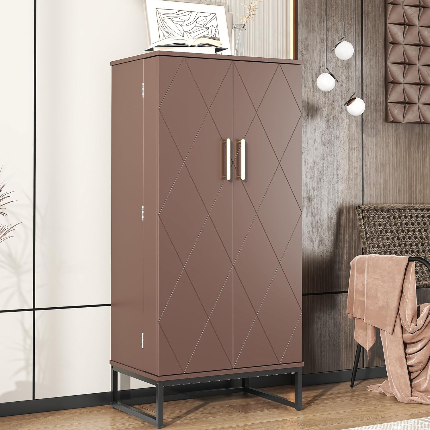kepptory 47” Pantry Cabinet, Kitchen Pantry Storage Cabinet with Doors and Adjustable Shelves,Freestanding Buffet Cupboards Sideboard for Living Room and Dinning Room (White)