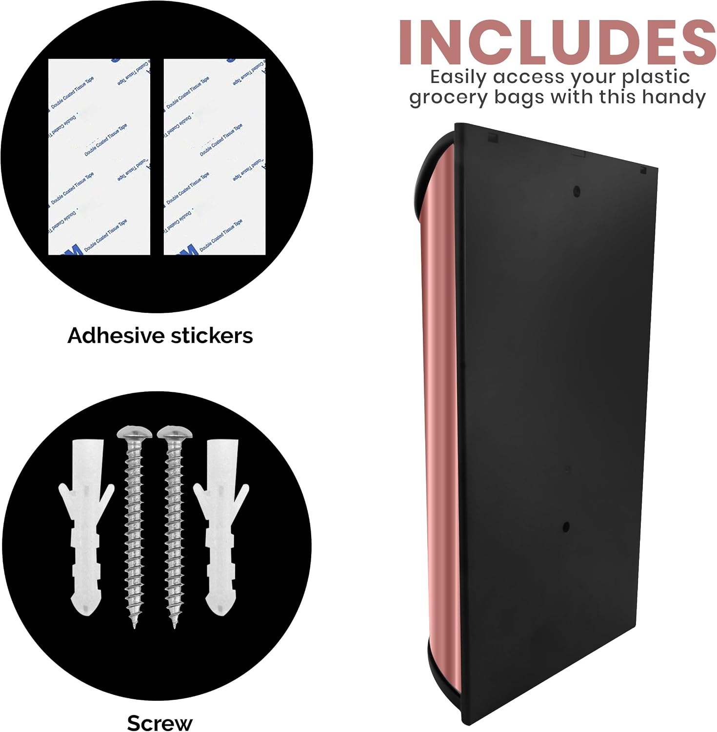 Utopia Kitchen Wall-Mounted Stainless Steel Grocery Bag Holder, Silver | Space-Saving Plastic Bag Holder for Kitchen, Pantry or Cabinet, Reusable Plastic Bag Organizer