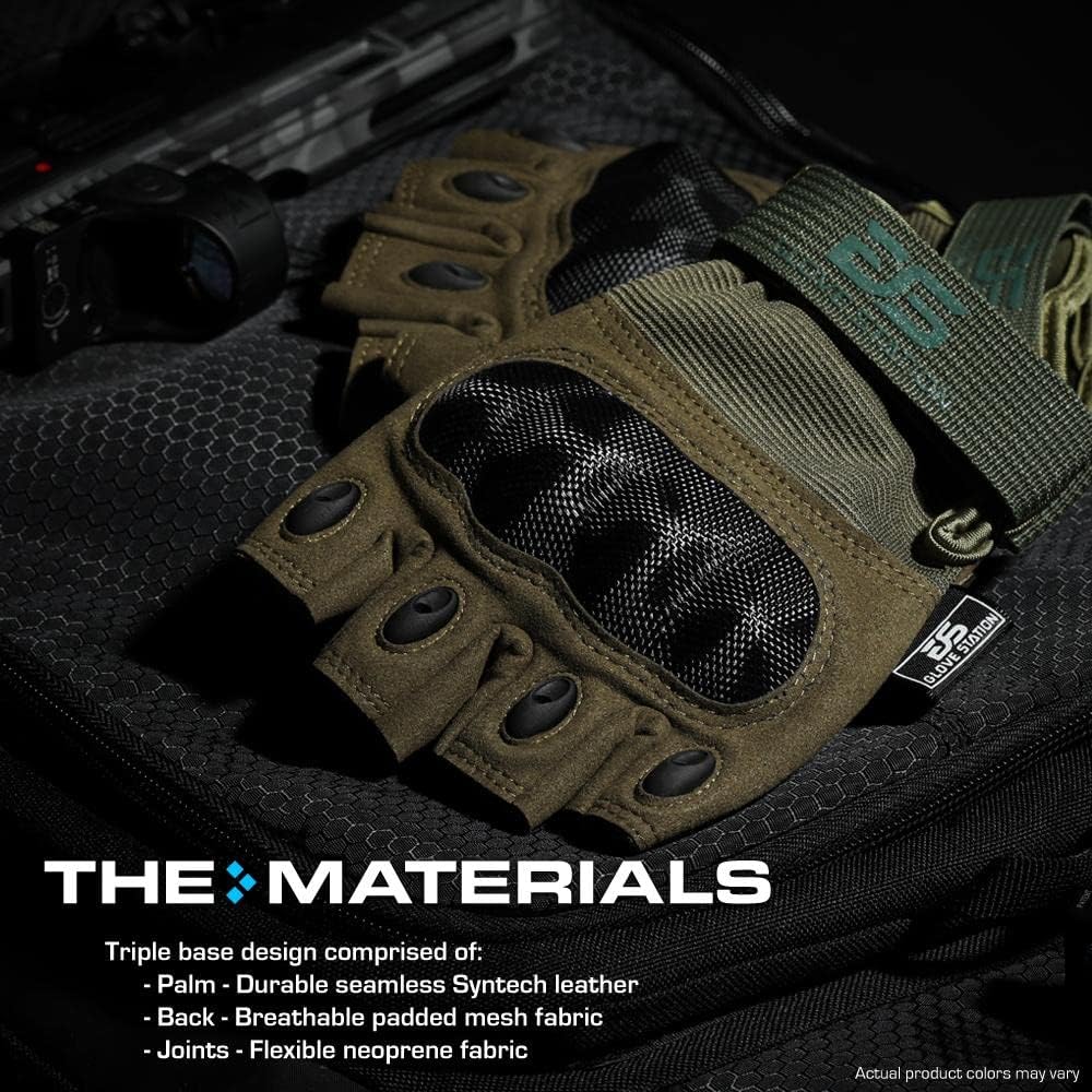 Glove Station Fingerless Knuckle Motorcycle Gloves, TACHK200