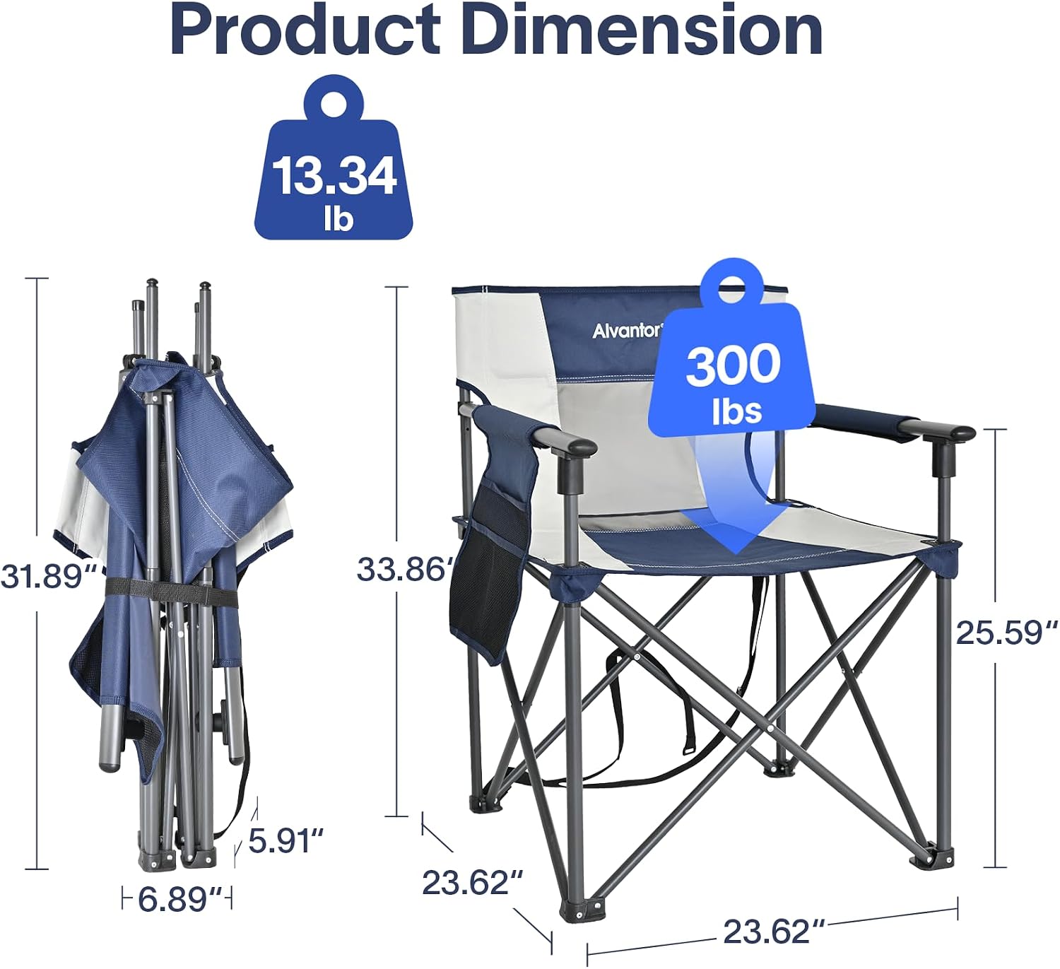 Alvantor® Camping Chair, Full Mesh Folding Beach Chair Breathable High Back Portable Lawn Chair for Outdoor, Armrest, Cup Holder, Easy Use Seat for Travel, Fishing, Pinic, Sports Event, 24"x31"x38"