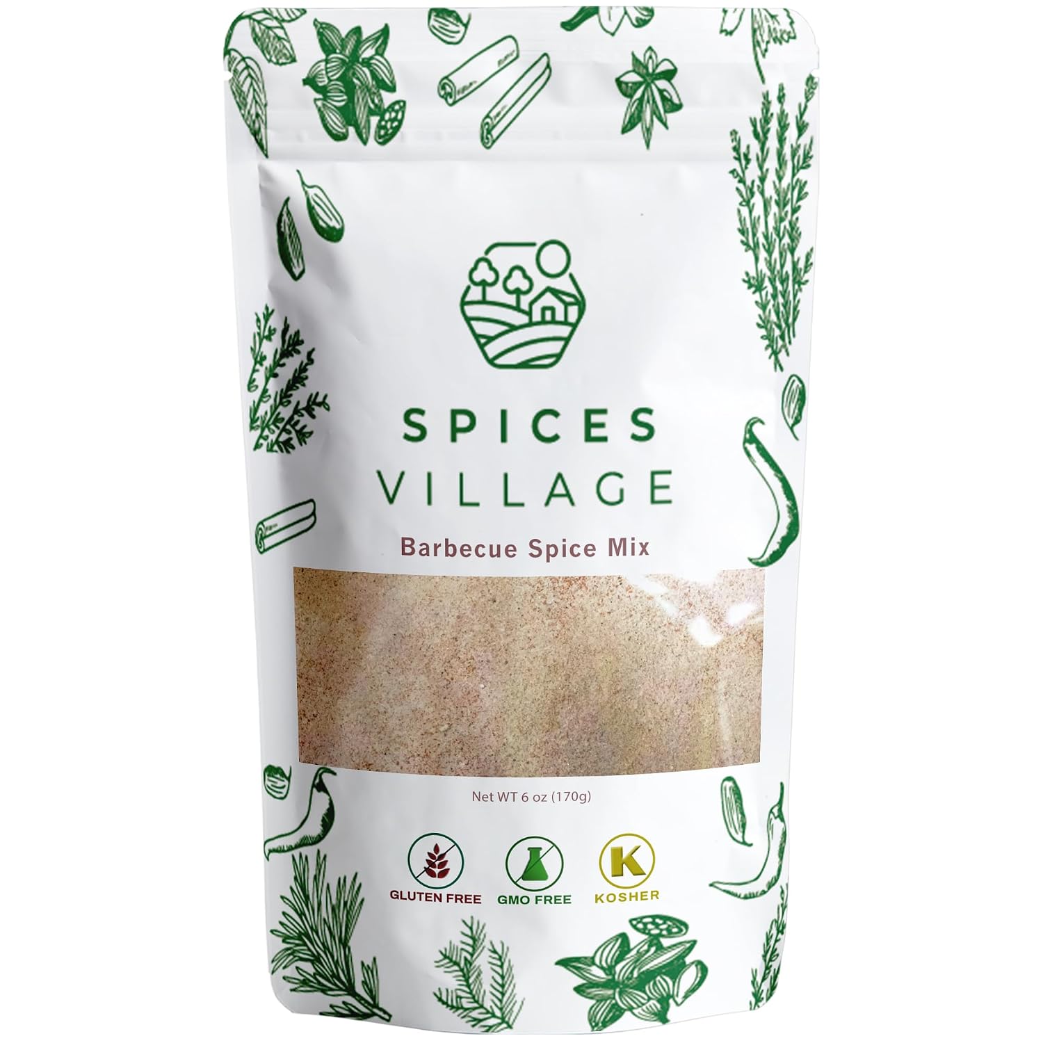 Spices Village BBQ Seaosning, Barbecue Spice Mix, Gluten Free All Purpose Seasoning, 6 oz, Barbecue Seasonings, Mix of Paprika, Onion, Garlic, Tomato