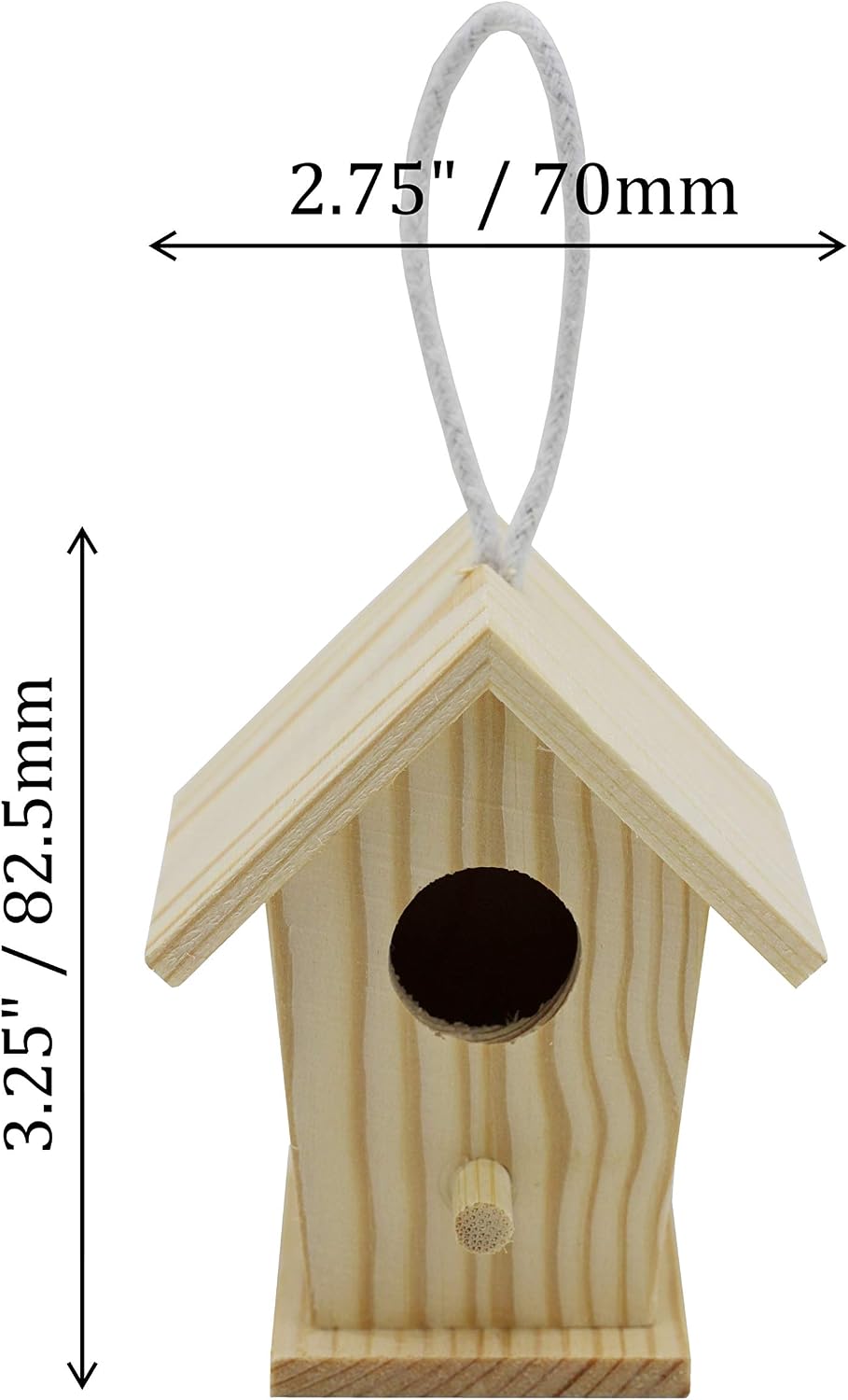 Creative Hobbies 12-Pack of Mini Wooden Bird Houses to Paint, with Hanging Cords, Unfinished DIY Design Your Own Great for Crafts, Weddings