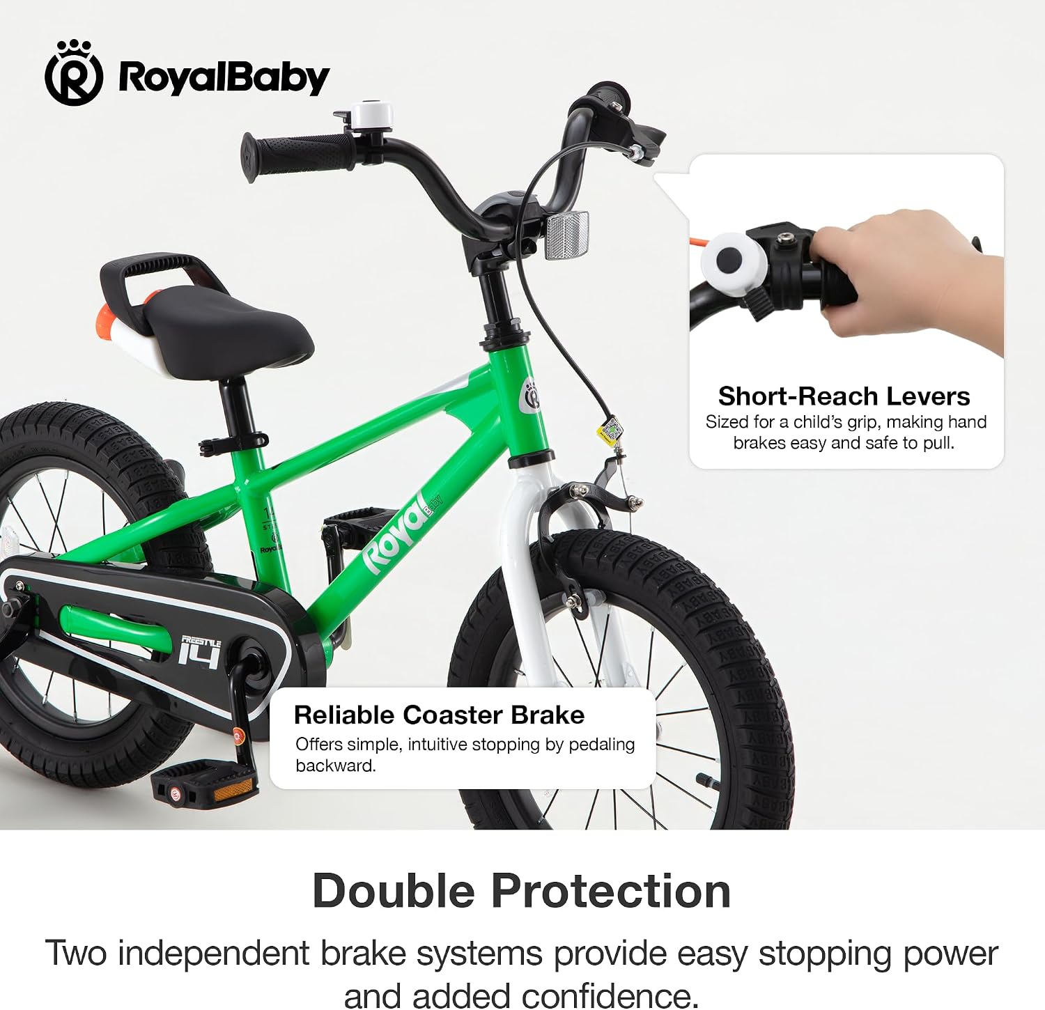 RoyalBaby Freestyle Kids Bike 12 14 16 Inch with Training Wheels, 18 Inch with Kickstand, Bicycle for Ages 3-10 Years Boys Girls