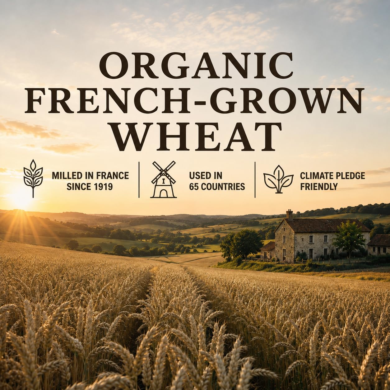 Francine Organic T55 All-Purpose French Flour, EU Certified, 2.2lb (2-Pack)