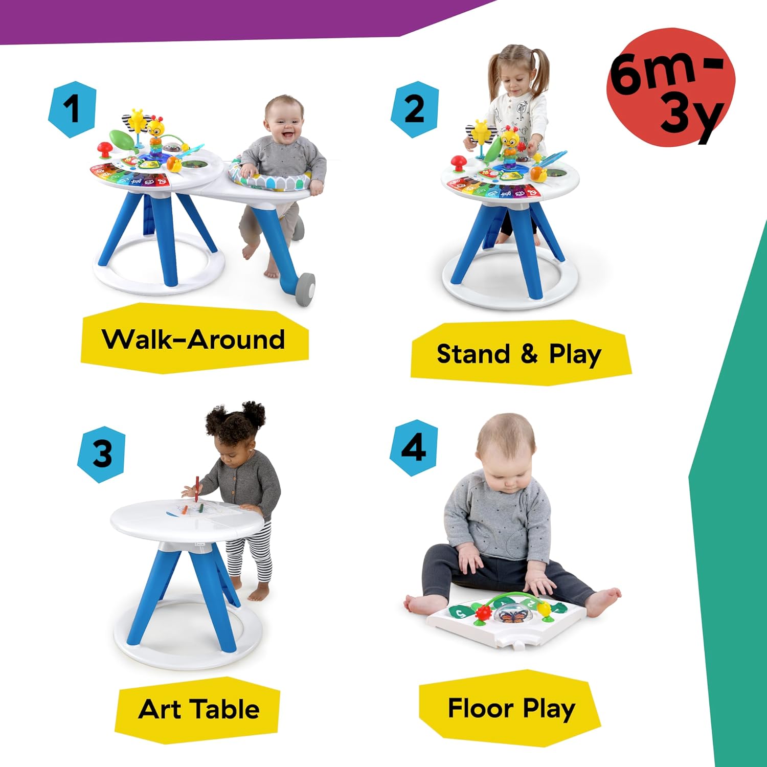 Baby Einstein 4-in-1 Activity Center & Walker with Piano, Age 6M+