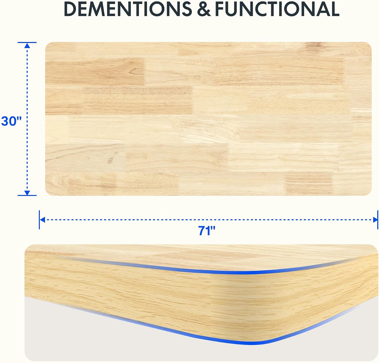 FLEXISPOT Acacia Solid Wood 55"x28" Butcher Block Desktop, Walnut | Acacia Solid Wood, Thick Beveled Edge, For Standing Desk, Office Table, Workbench, DIY Furniture Projects