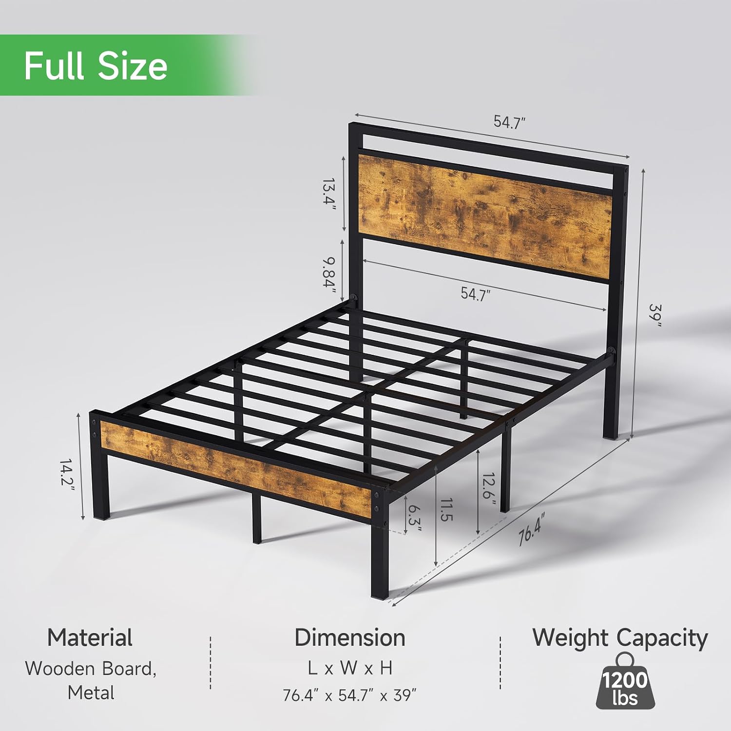 Z-hom Easy Assembly Queen Bed Frame & Headboard Footboard,Underbed Storage | Sturdy Metal Structure,Silent Anti-Slip Support,Under Bed Storage Space,No Box Spring Needed,Modern Bedroom Furniture