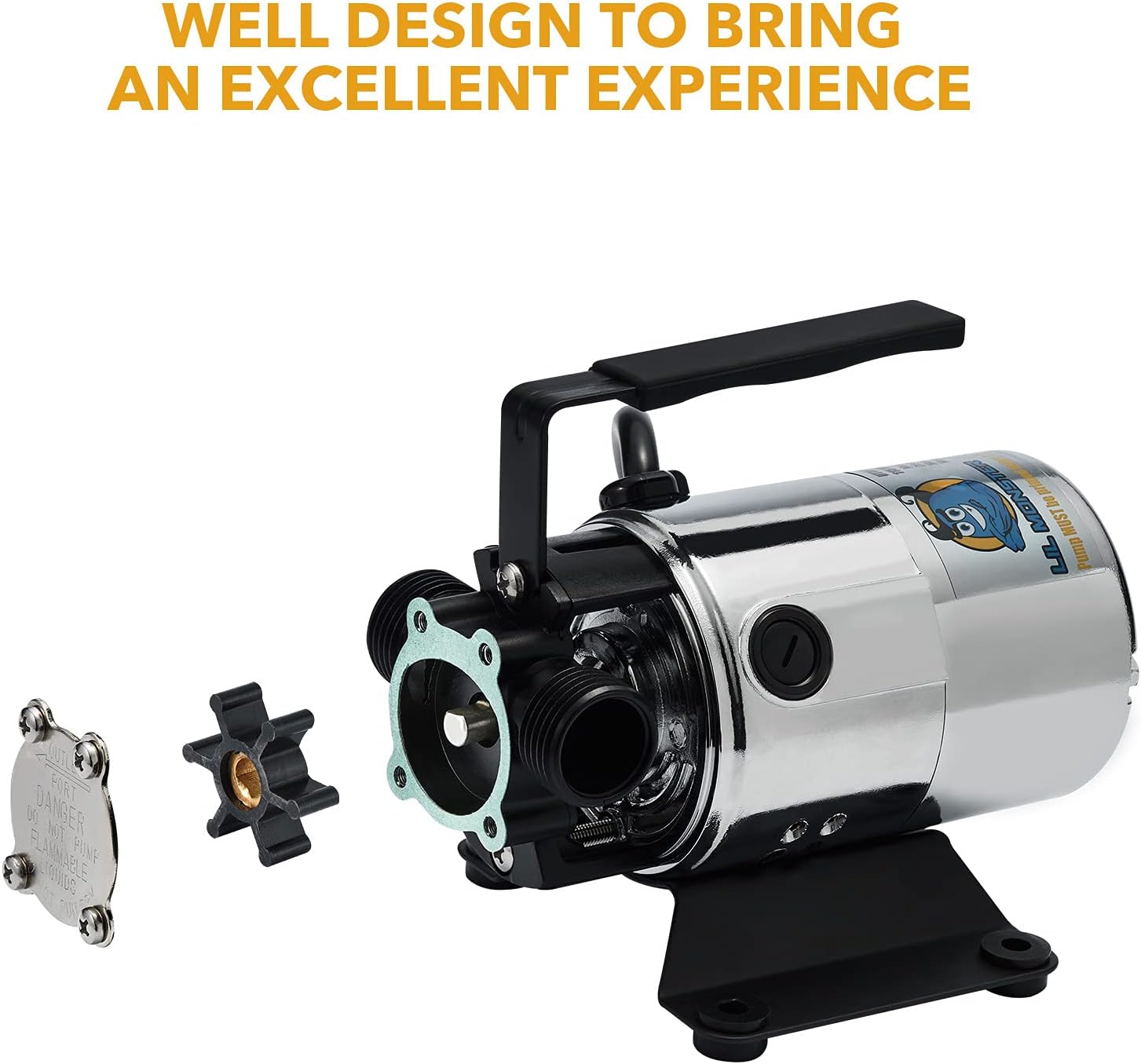 115V 330GPH Self-Priming Transfer Pump, LilMonster Auto Portable Electric Utility Water Pump with Suction Hose Kit,Bright Silver