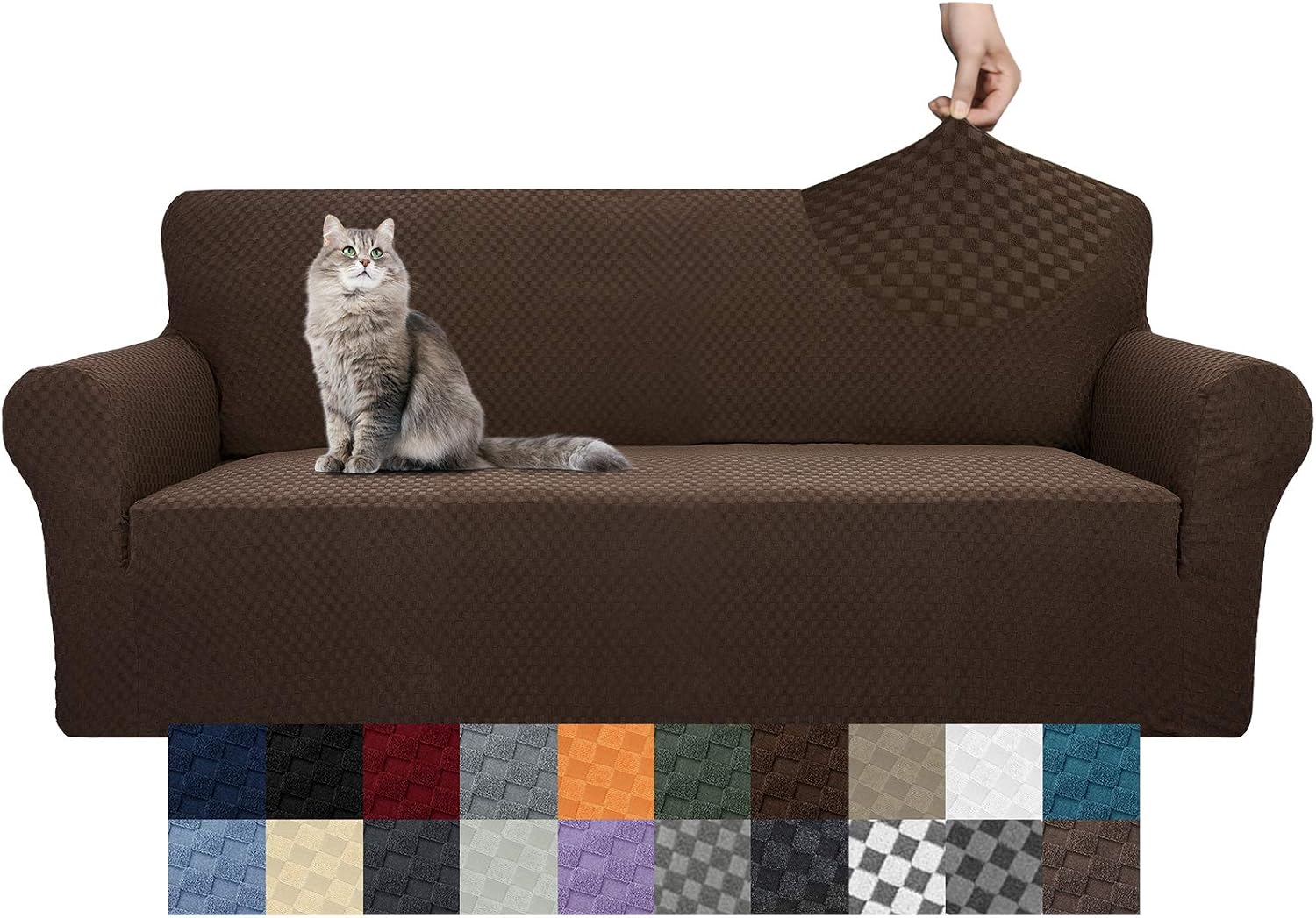 YEMYHOM Couch Cover Latest Jacquard Design High Stretch Sofa Covers for 2 Cushion Couch
