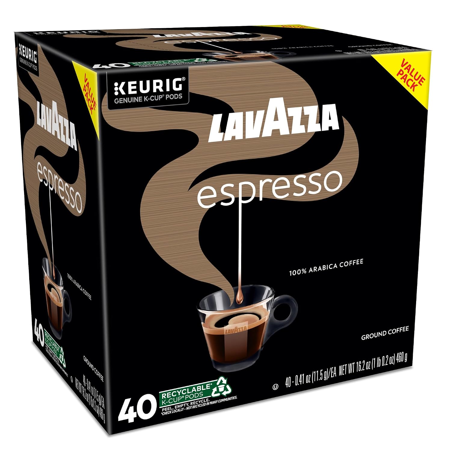 Lavazza Espresso, Single-Serve Keurig K-Cup Pods, Medium Roast Coffee, 32-Count Box