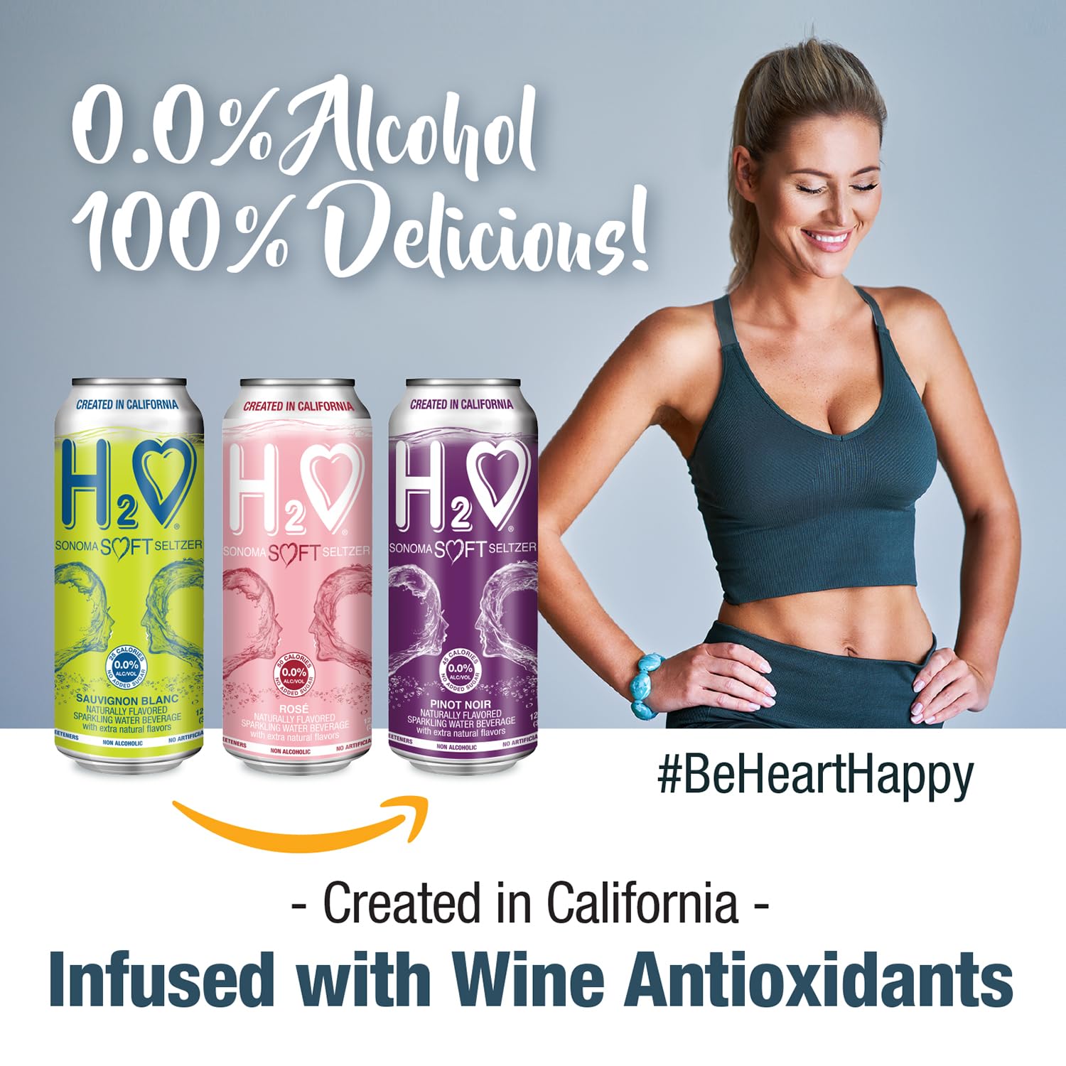 H2o - The Best Non Alcoholic Red Wine - Infused California Sparkling Refreshment, 0.0% Alcohol, (Pinot Noir, Pack of 4-12 Fl oz)