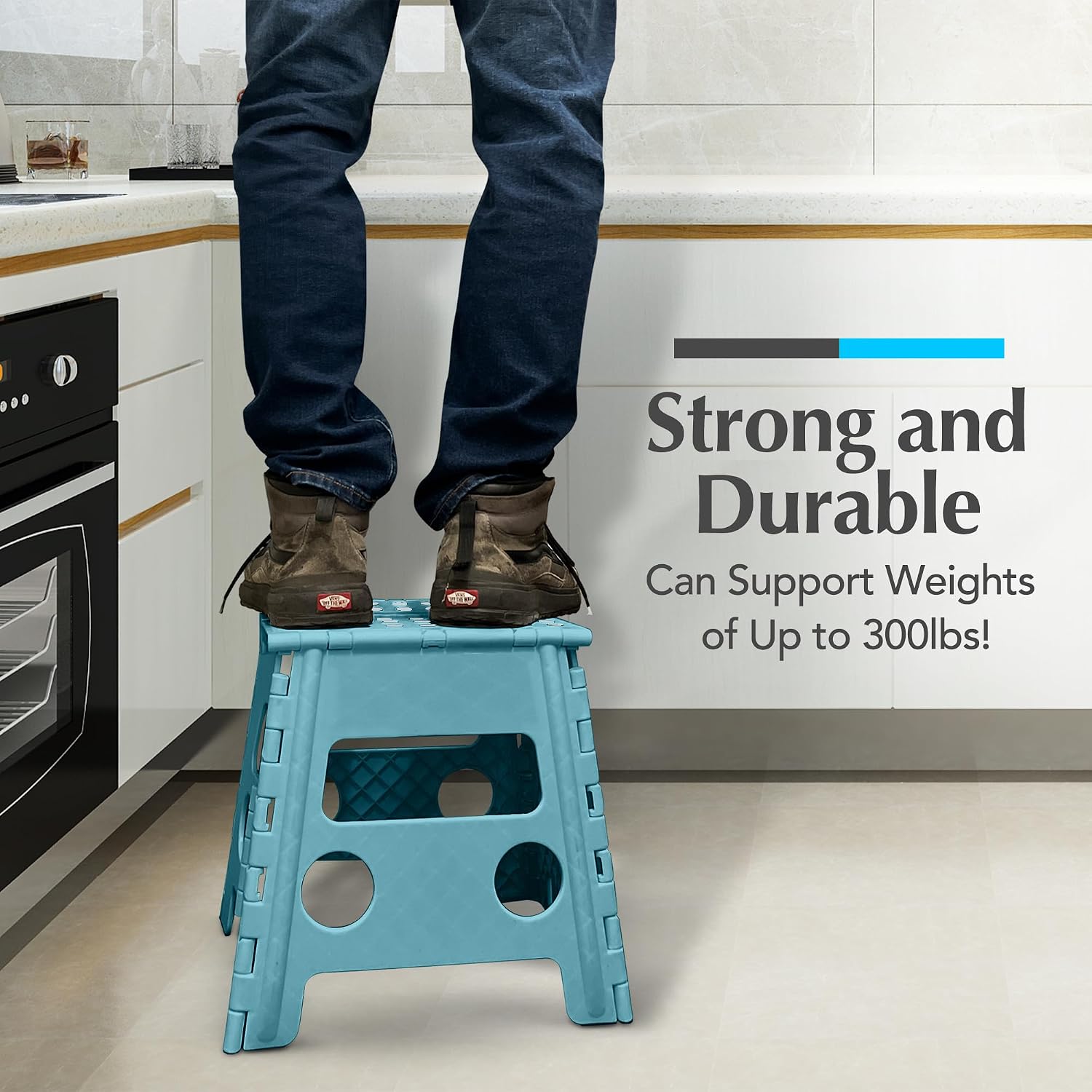 Handy Laundry Folding Step Stool 9 Inch, Black, Non-Slip Holds 300 lbs | 9 Inch, Black, Foldable Collapsible Step Stool, Non-Slip, Holds 300 lbs, Kitchen Bathroom Bedroom, Adults