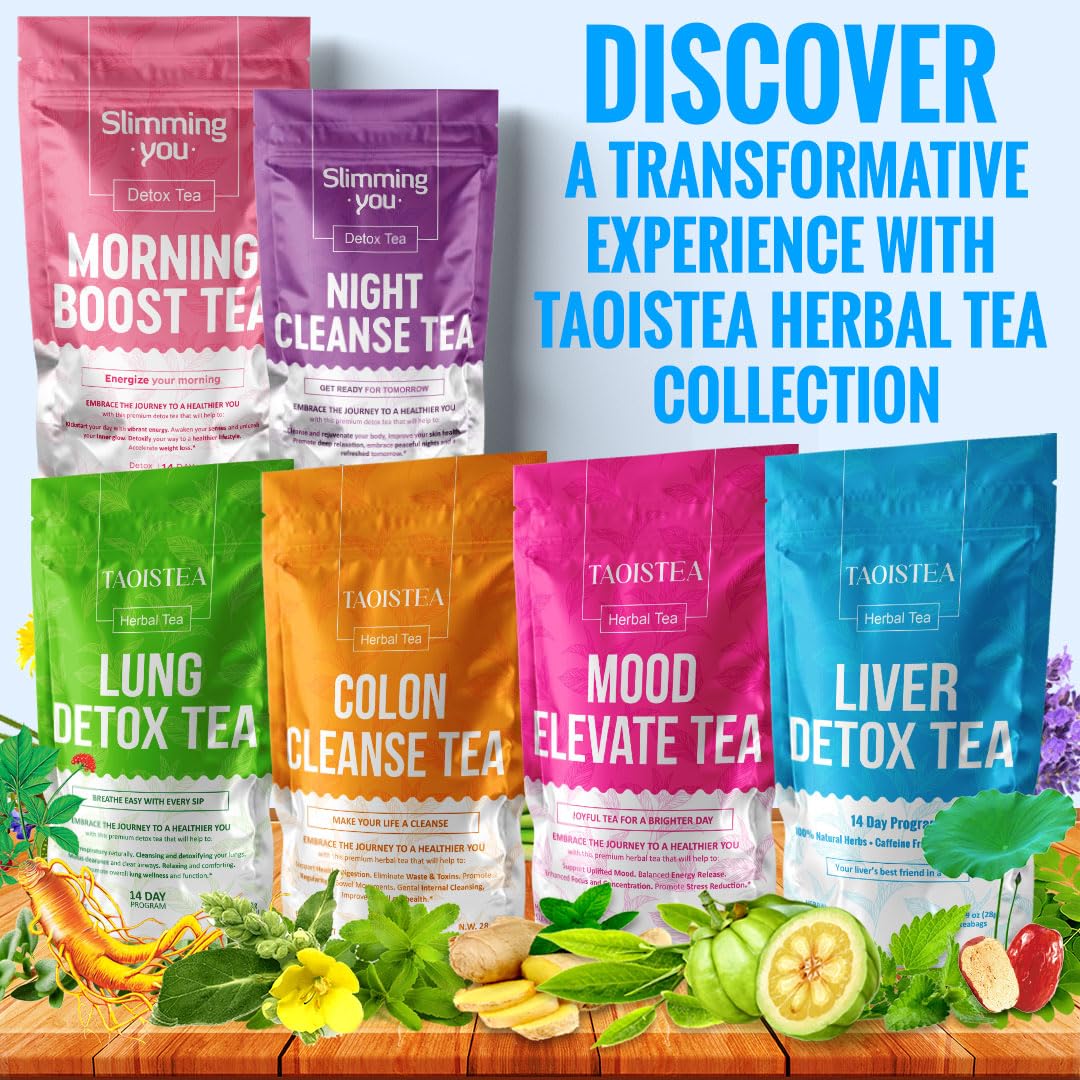 TAOISTEA 14 Day Detox Tea for Weight Loss, Body Cleanse, Metabolism Boost - Morning Boost and Night Cleanse Teas