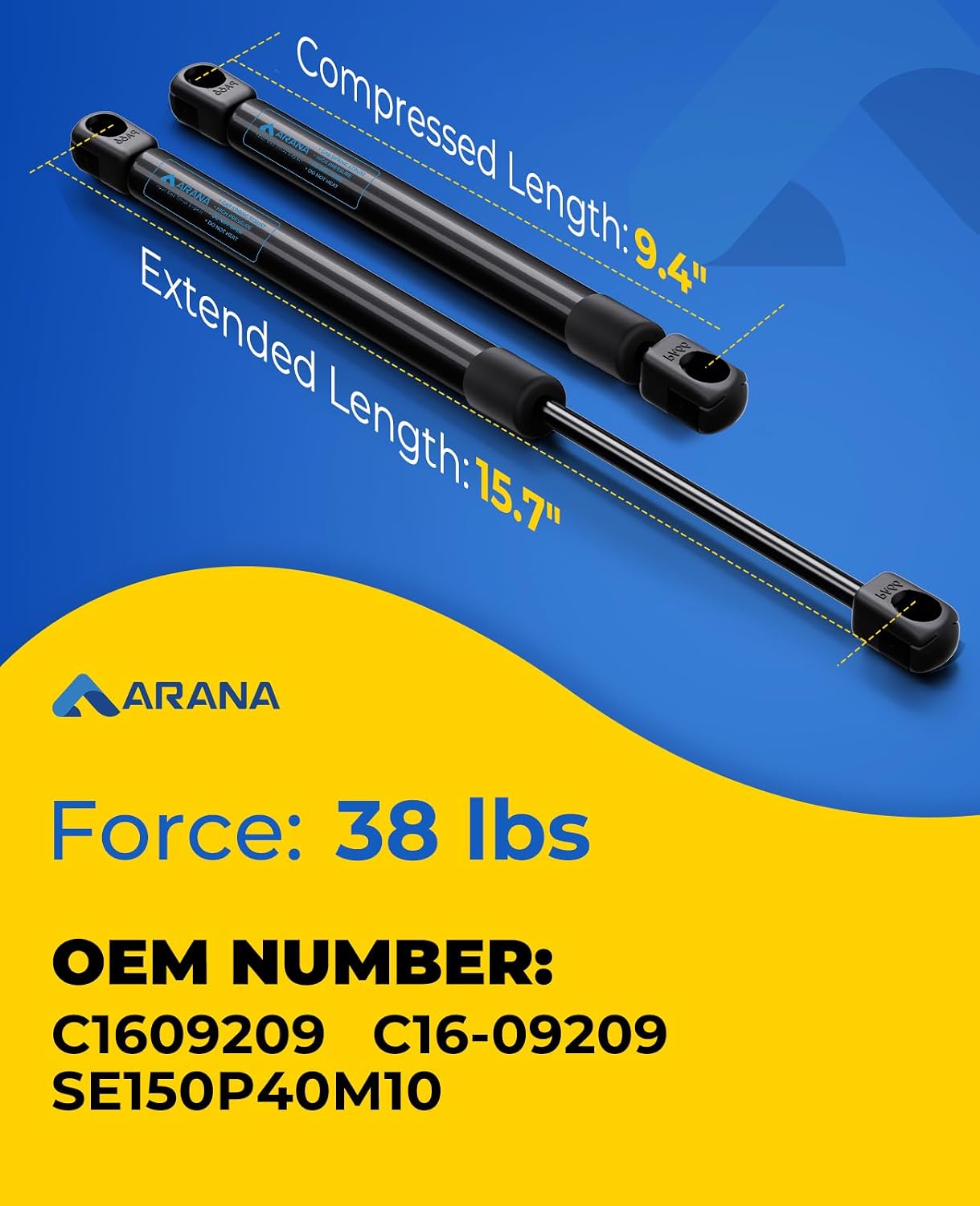 ARANA C16-11028 12 inch 40lb Gas Struts for Weatherguard Tool Box, 2PCS