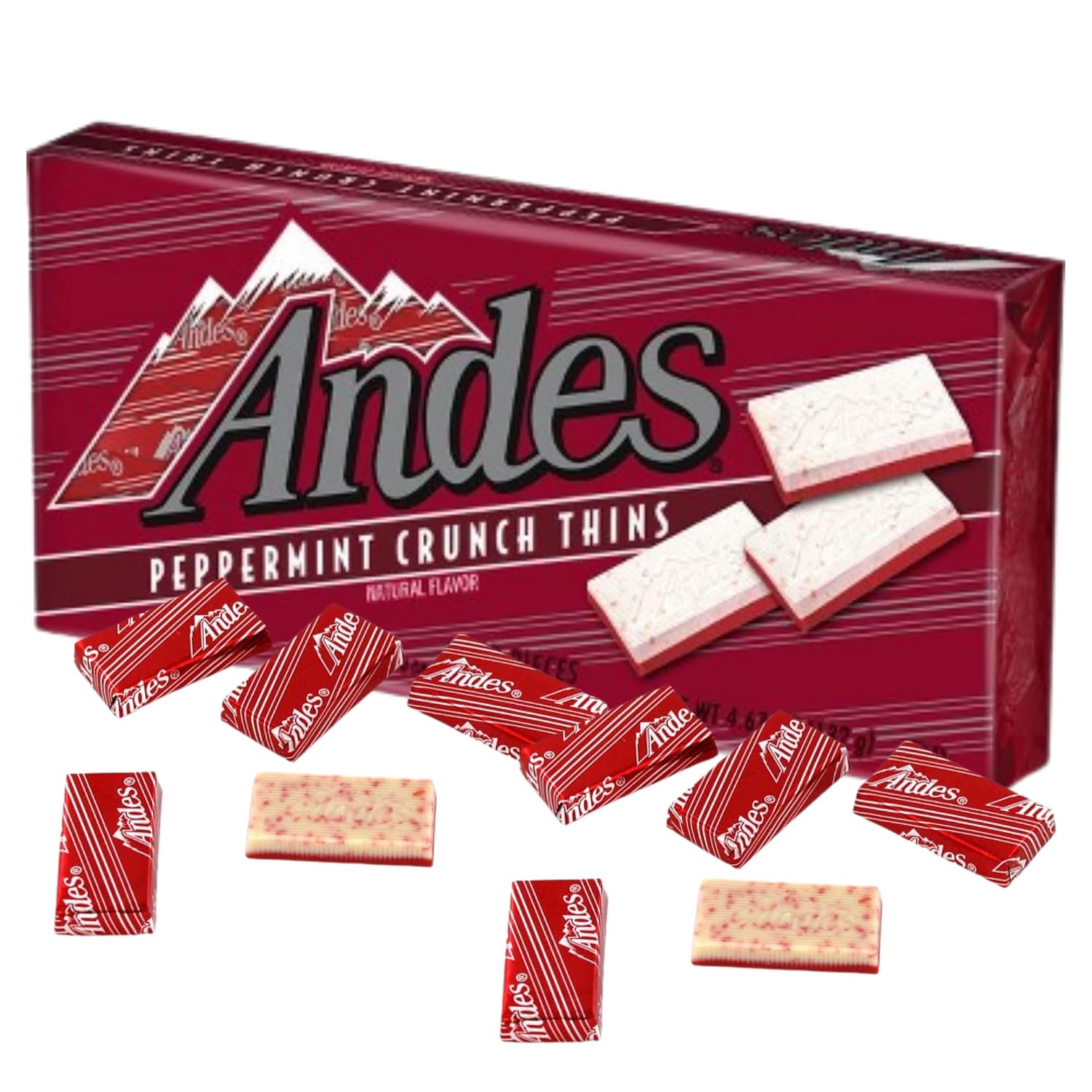 Andes Mint and Peppermint Crunch Thins Chocolate Pack, Holiday Candy Treat Boxes, Set of 2, 28 Pieces in Each