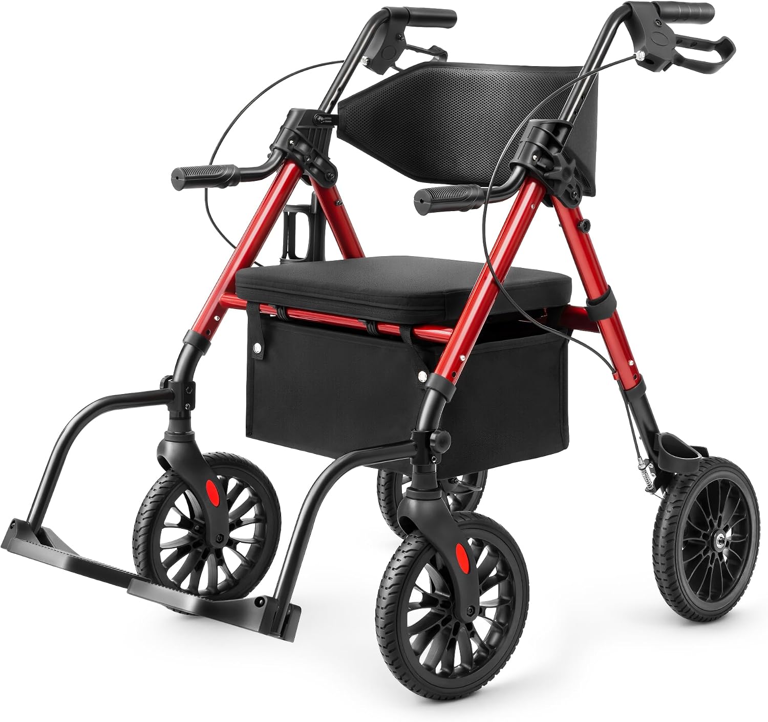 2 in 1 Rollator Wheelchair Combo Walker for Seniors with Seat | Transport-Wheelchair-Lightweight-Foldable with Adjustable Seat and Handle
