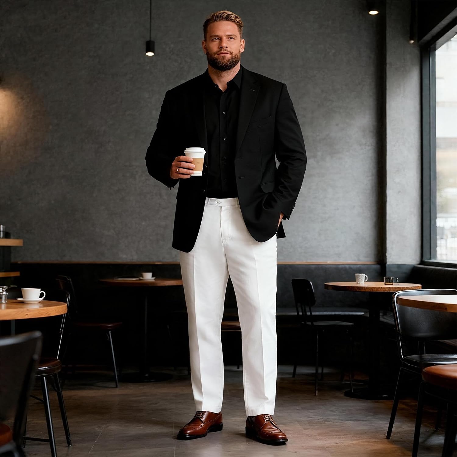 Men's Cozy Hidden Expandable Waist Dress Pants | Premium Stretch Texture Weave Work to Weekend Pants