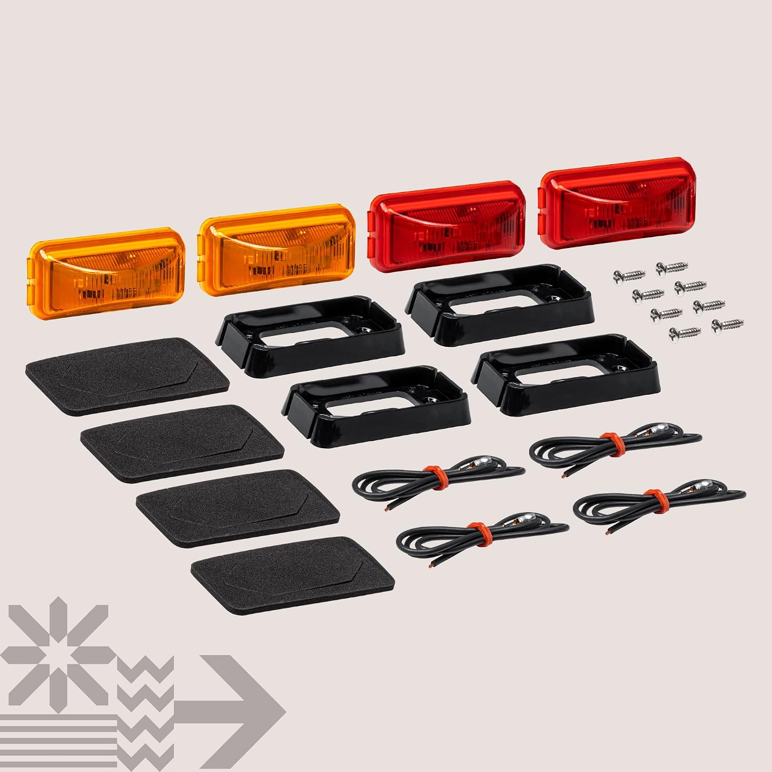 TRUE MODS 2pc 2.5" Amber Rectangle LED Trailer Marker Lights for Truck RV
