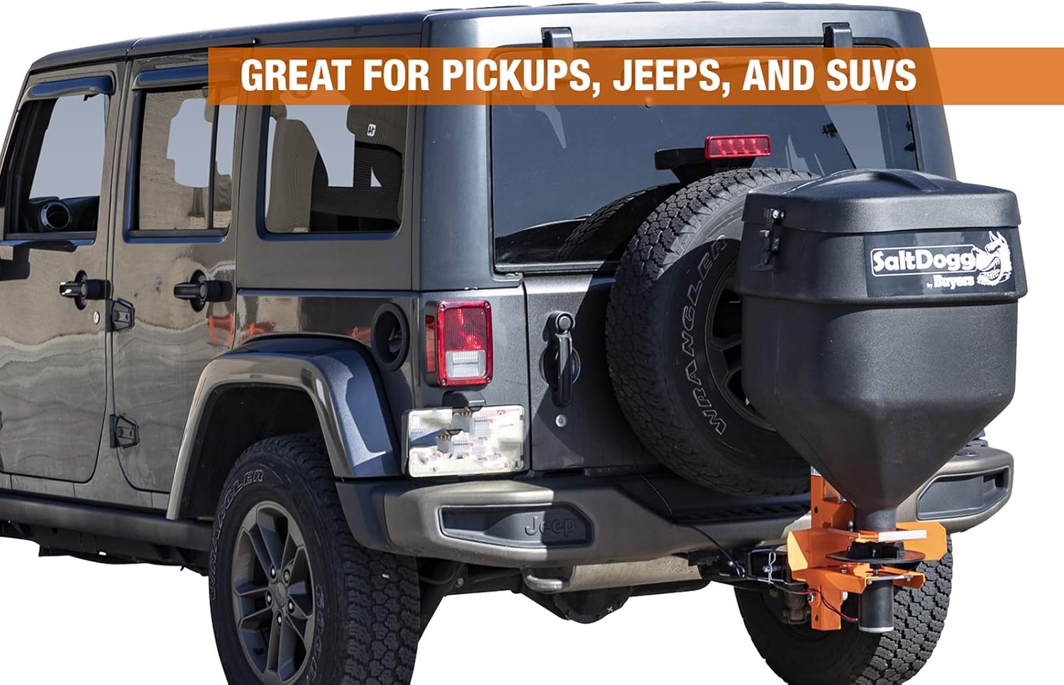 Buyers Products SaltDogg TGSUV1B Tailgate Salt Spreader, 4.4 Cu Ft / 331 lb Capacity, Hitch Mount, for SUV & Pickup Truck, Gravity Feed w/ Manual Gate