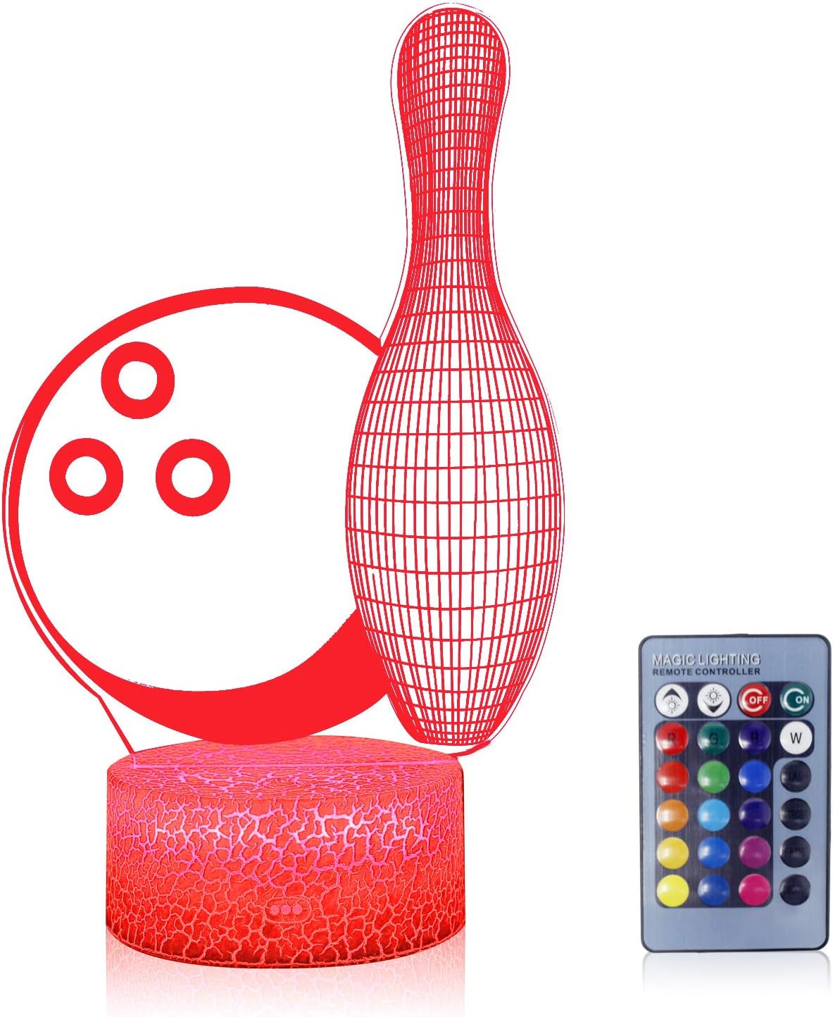 Volleyball 3D Illusion Night Light,16 Colors Changing Touch Switch & Remote Control,Acrylic Flat & ABS White Crack Base &USB Cable Table Lamp