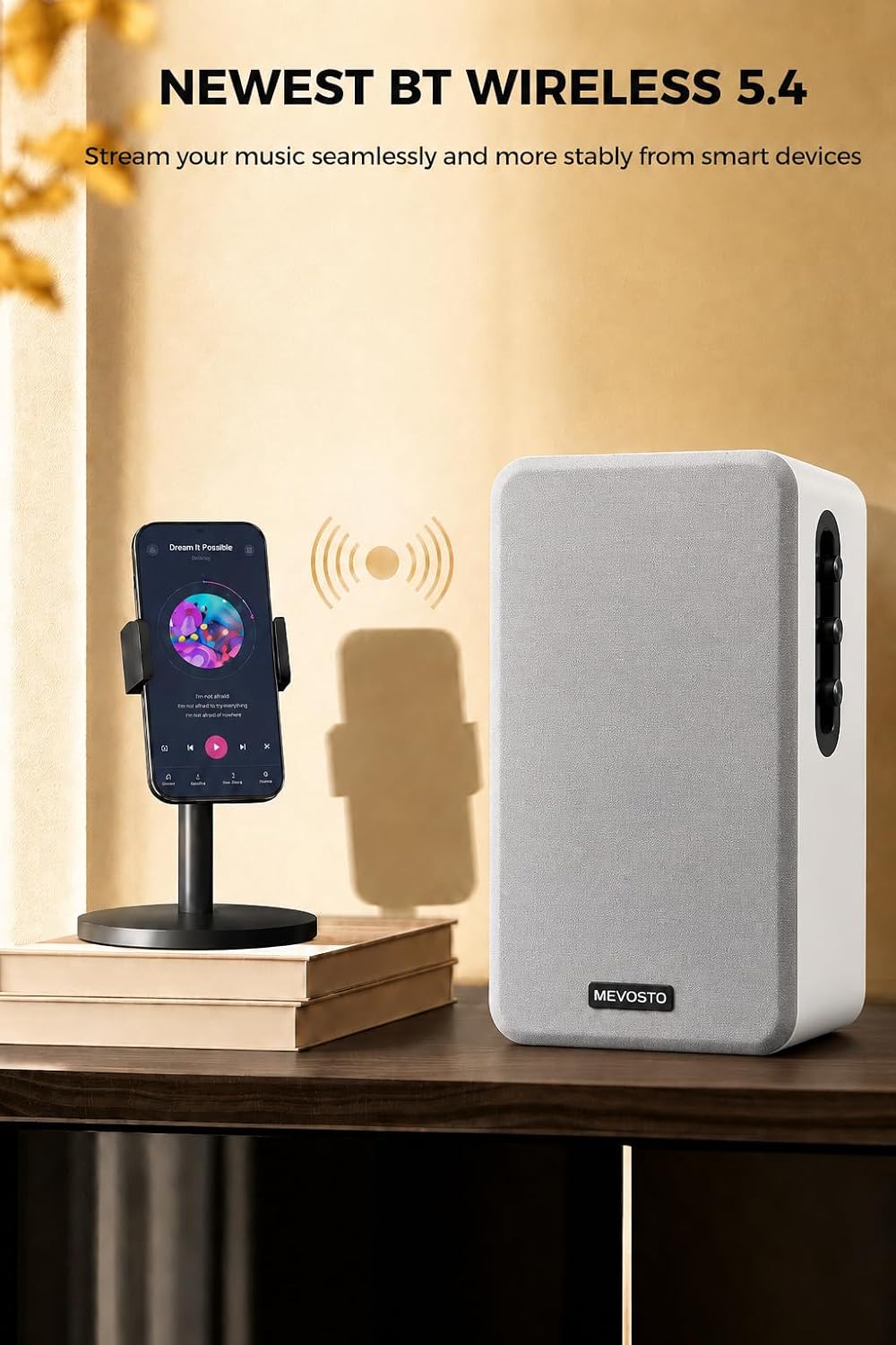 Active Bookshelf Speakers 36W RMS - BT 5.4 Wireless Speaker with 5 Inch Woofer, Silk Dome Tweeter PC Speakers - USB Digital Audio Studio Monitors Bass & Treble Adjust AUX Input for Record Player TV