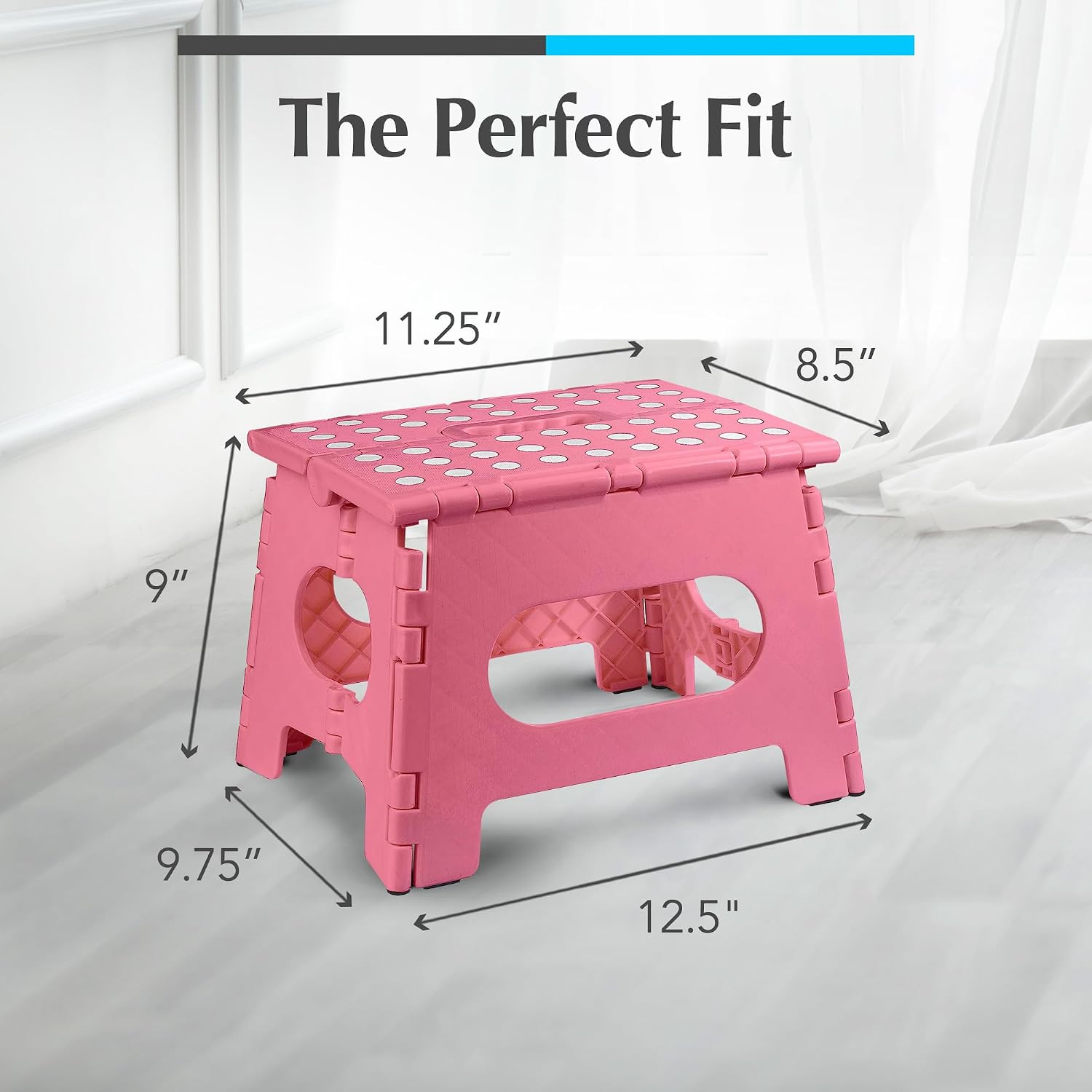 Handy Laundry Folding Step Stool 9 Inch, Black, Non-Slip Holds 300 lbs | 9 Inch, Black, Foldable Collapsible Step Stool, Non-Slip, Holds 300 lbs, Kitchen Bathroom Bedroom, Adults