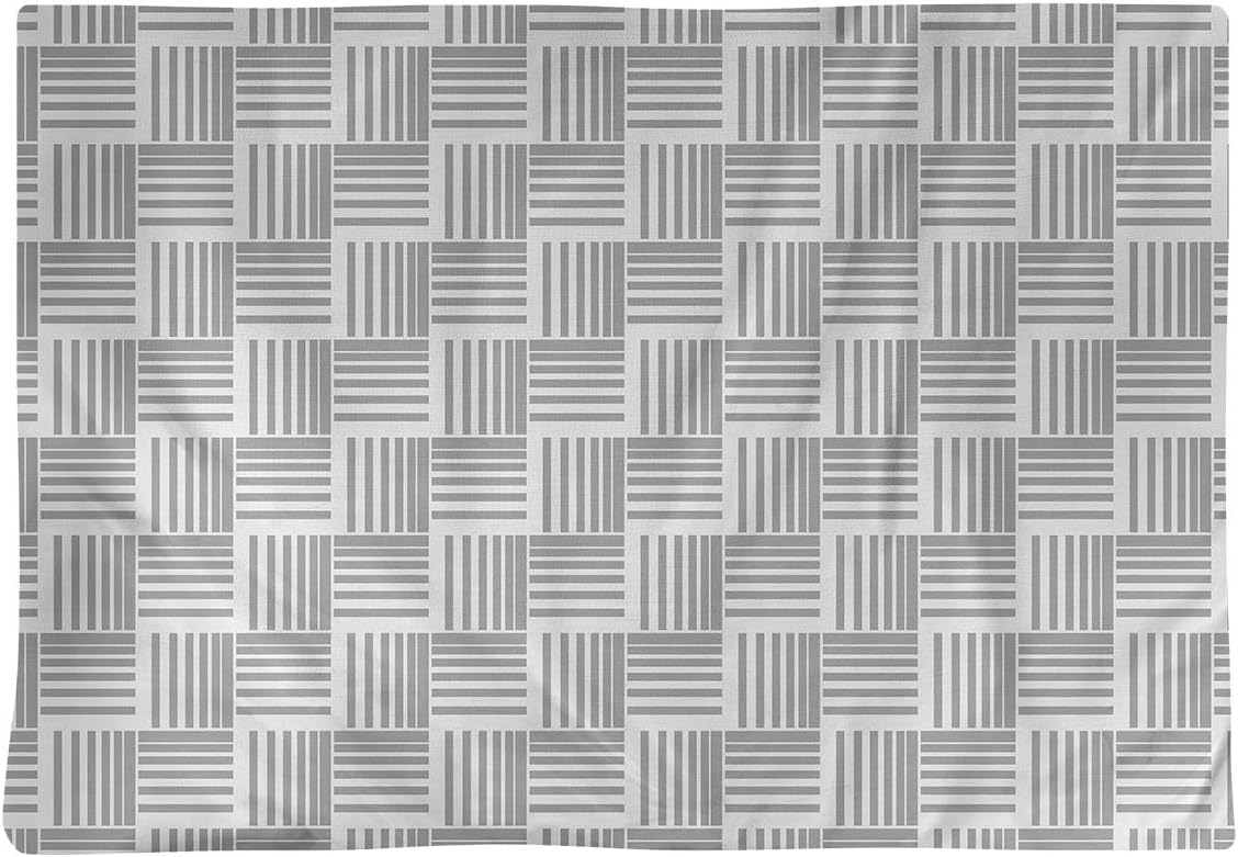 Dana Strider Classic Basketweave Stripes Table Placemat, 18 x 14, Gray