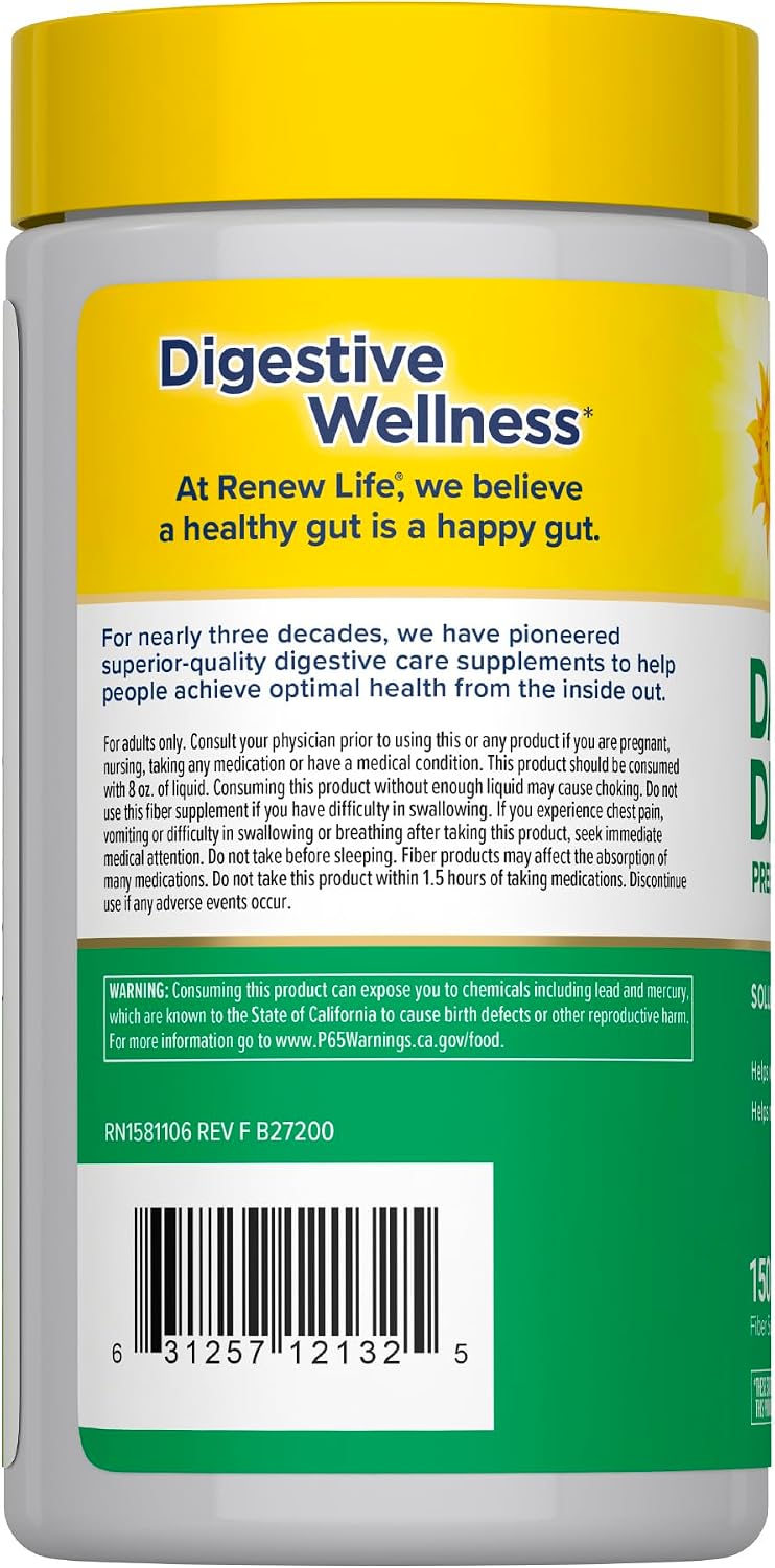 Renew Life Daily Digestive Prebiotic Fiber | 150 Vegan Capsules