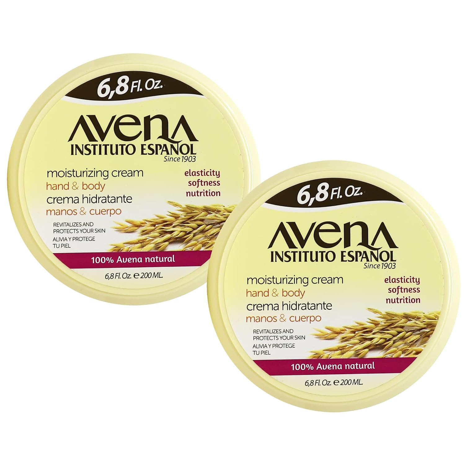 Avena Instituto Espaol Moisturizing Cream, Hand & Body, Revitalizes and Protects Your Skin, 2-Pack of 6.8 FL Oz Each