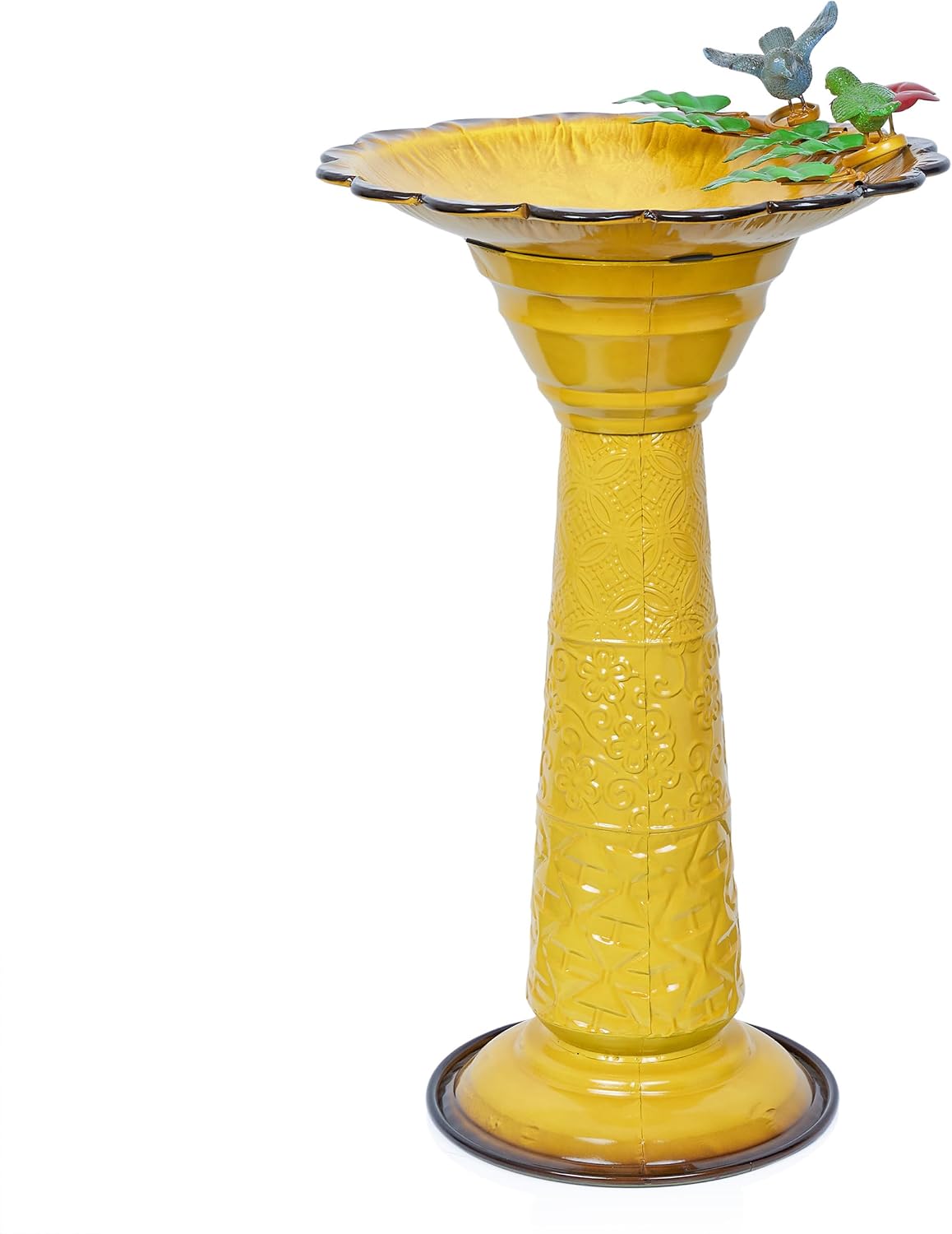 Alpine Corporation - 28" Tall Outdoor Metal Birdbath with Birds and Leaves Yard Statue Decoration, Red – Stunning Garden Accent to Attract Birds - Durable Construction for Patio, Deck, or Yard
