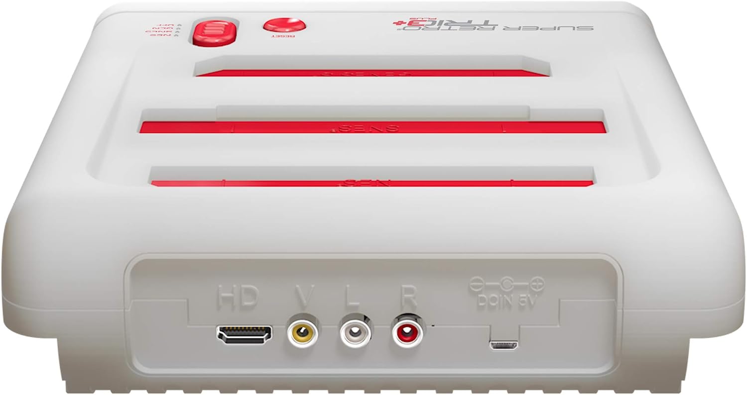 Retro-Bit Super Retro Trio HD Plus 720P 3 in 1 Console System - HDMI Port - for Original NES/SNES, Super Nintendo and Sega Genesis Games - Red/White