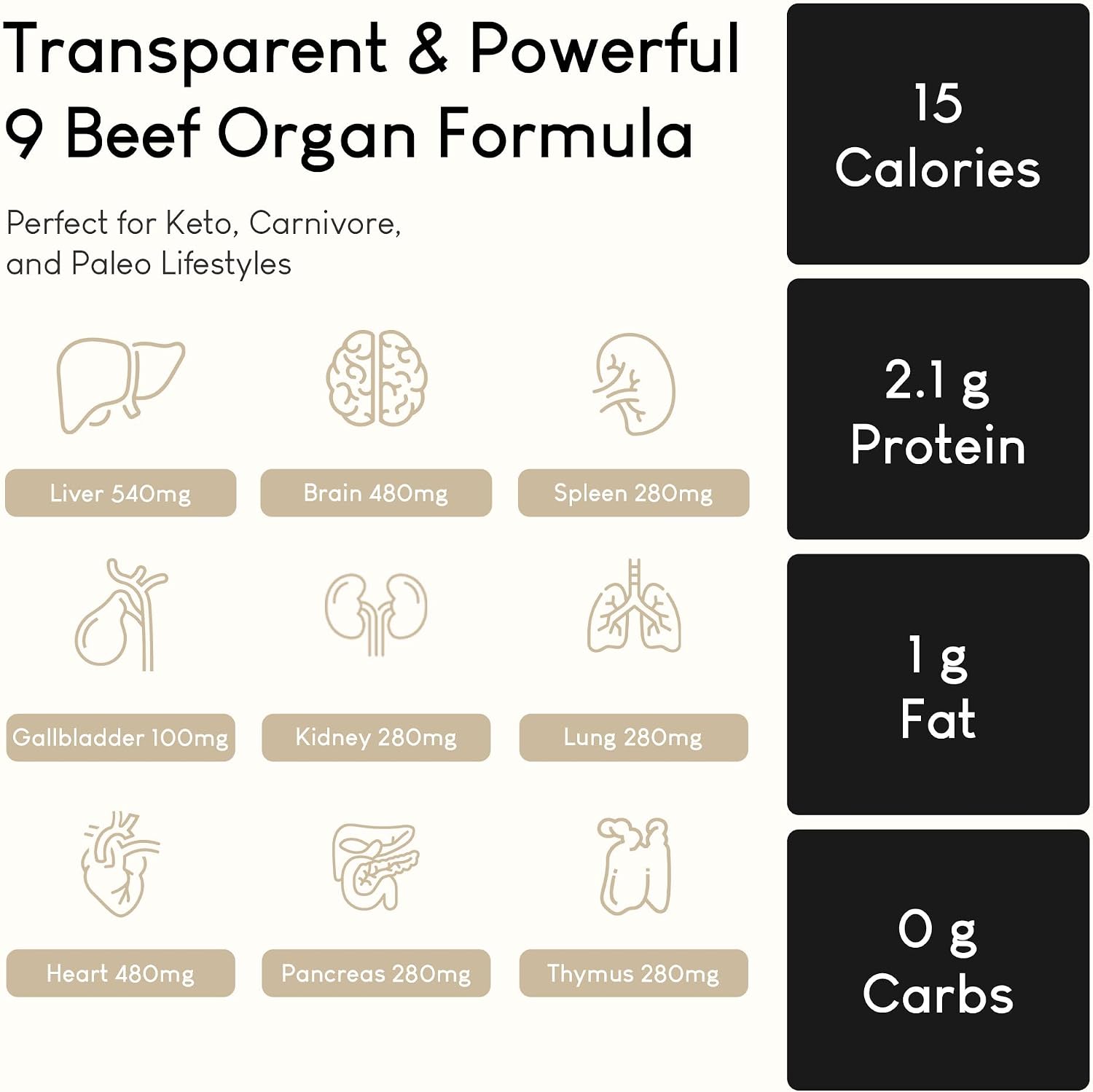 Grass Fed Beef Liver Capsules, Freeze Dried in Convenient Pills, 180 Capsules, Desiccated Supplement