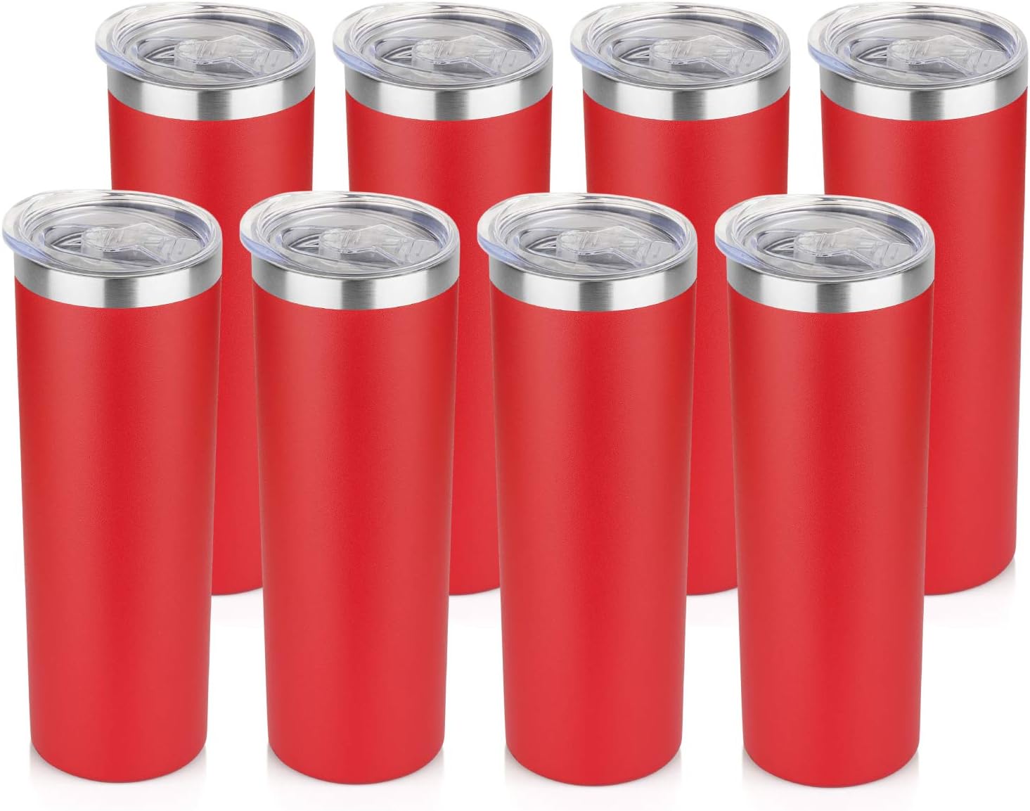 HASLE OUTFITTERS 20 oz Skinny Tumblers Bulk Set, Stainless Steel Insulated Slim Tumblers with Lids, Reusable Double Wall Travel Coffee Mugs