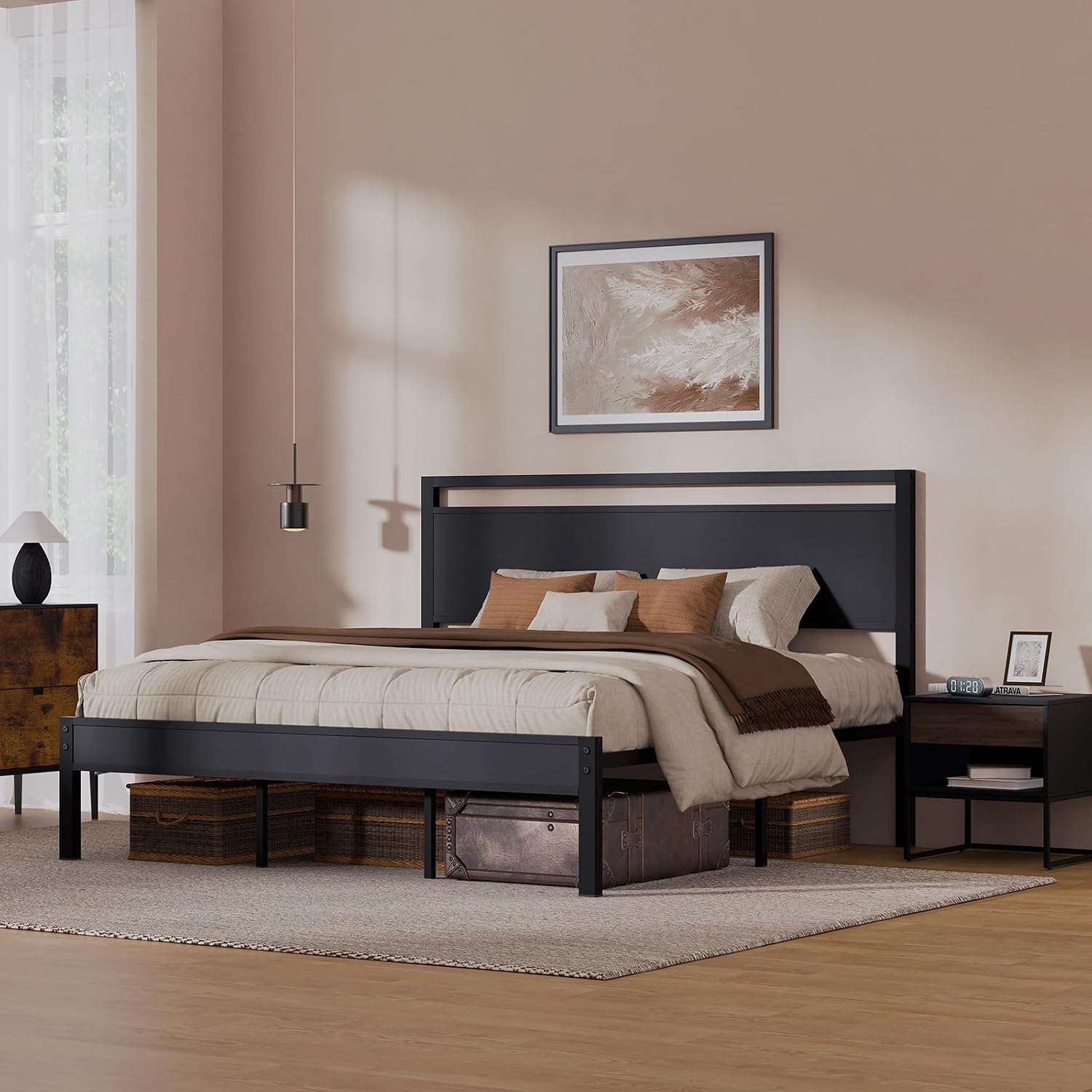 Z-hom Easy Assembly Queen Bed Frame & Headboard Footboard,Underbed Storage | Sturdy Metal Structure,Silent Anti-Slip Support,Under Bed Storage Space,No Box Spring Needed,Modern Bedroom Furniture