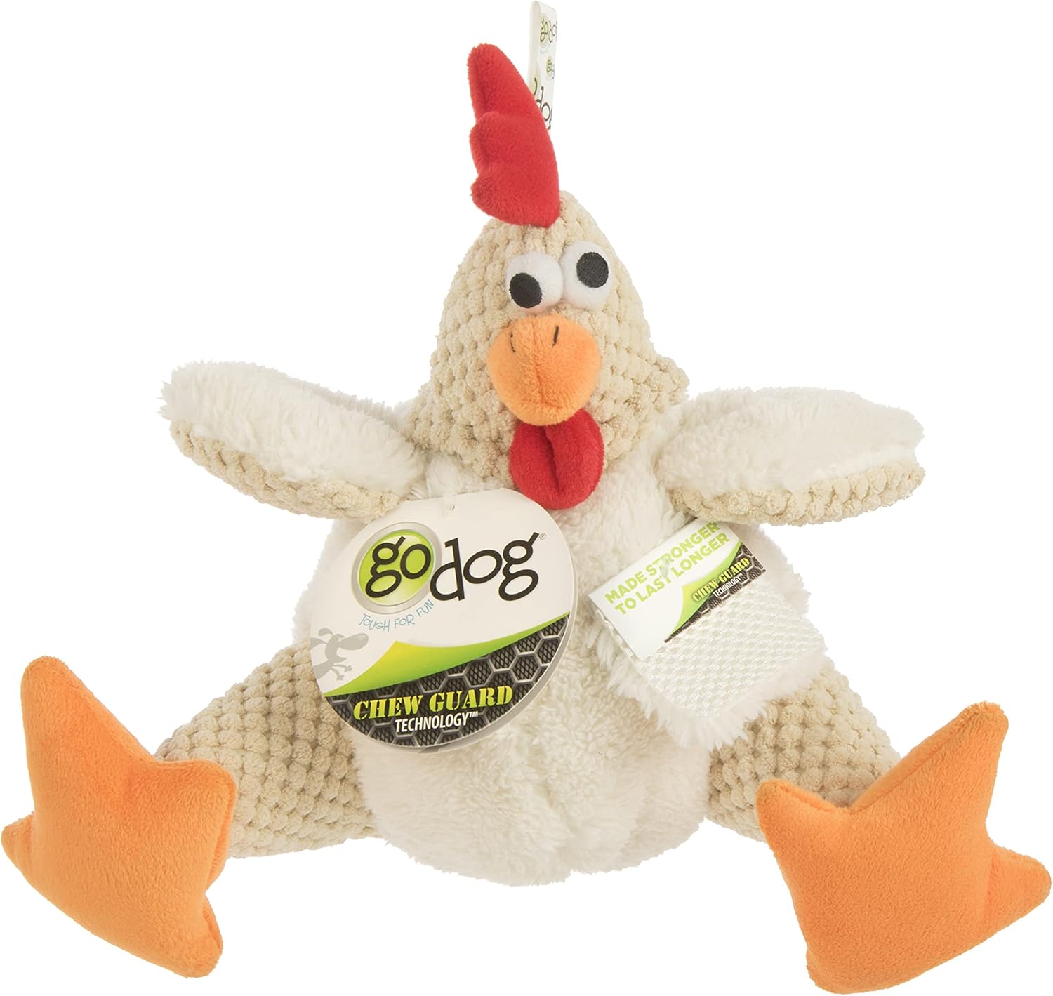 goDog Checkers Just for Me Skinny Cow Squeaky Plush Dog Toy, Chew Guard Technology - White, Mini